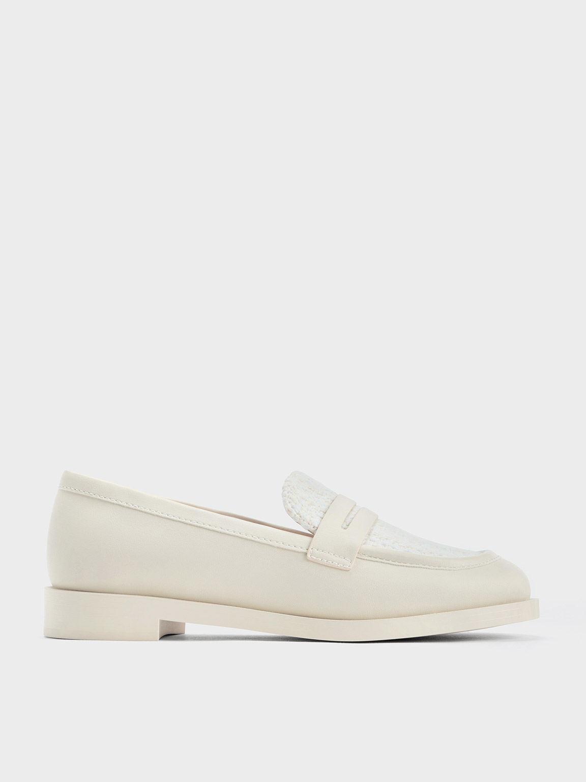 Chalk Gretel Tweed Penny Loafers CHARLES KEITH AE