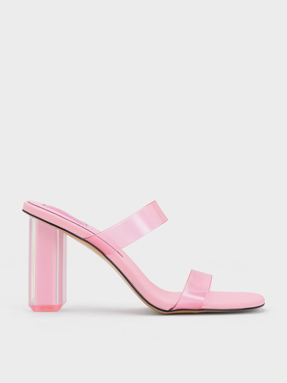 Charles & Keith Fia Geometric Heel Mules In Light Pink