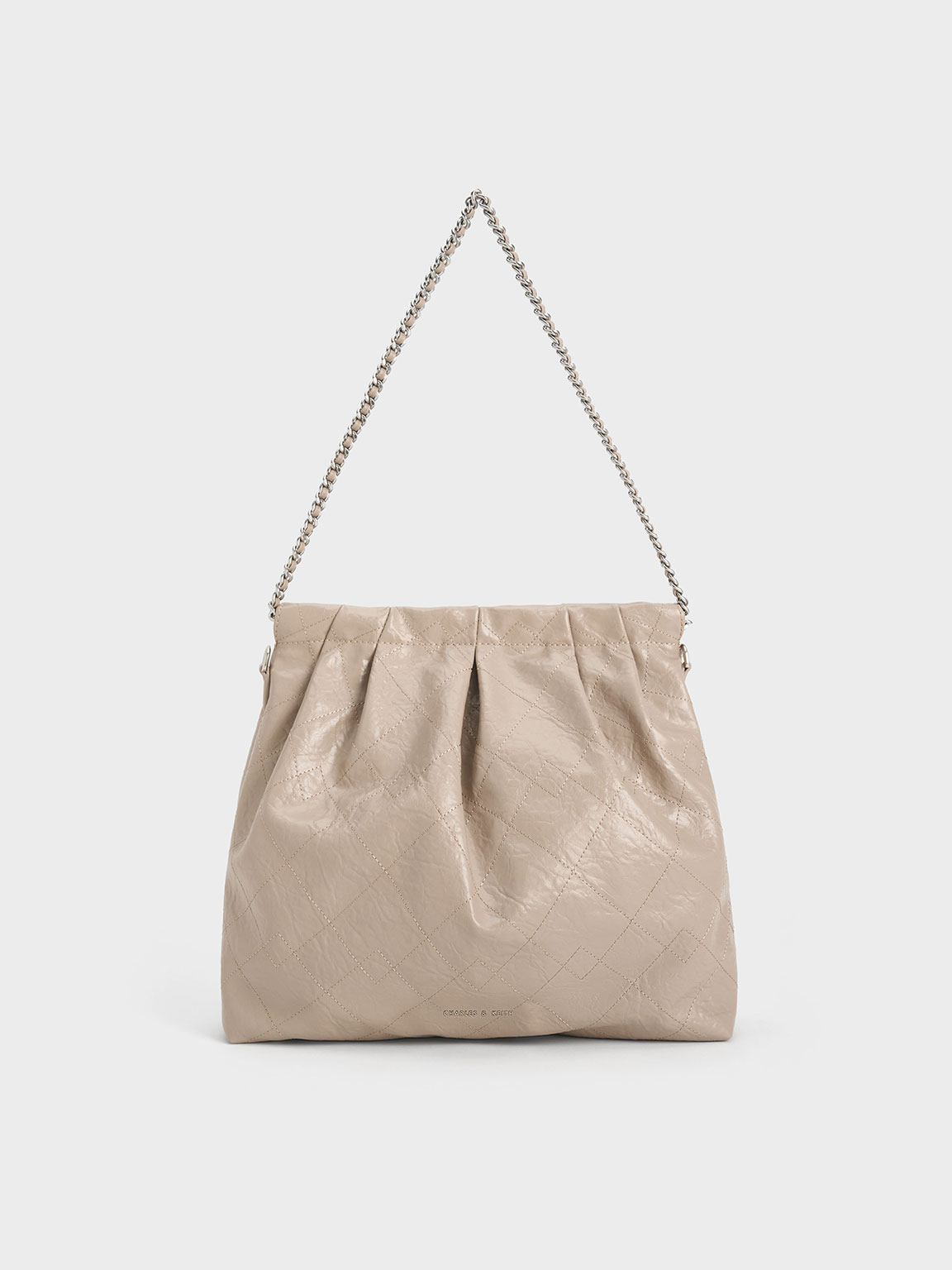 Charles & Keith - Women's Duo Double Chain Hobo Bag, Taupe, L