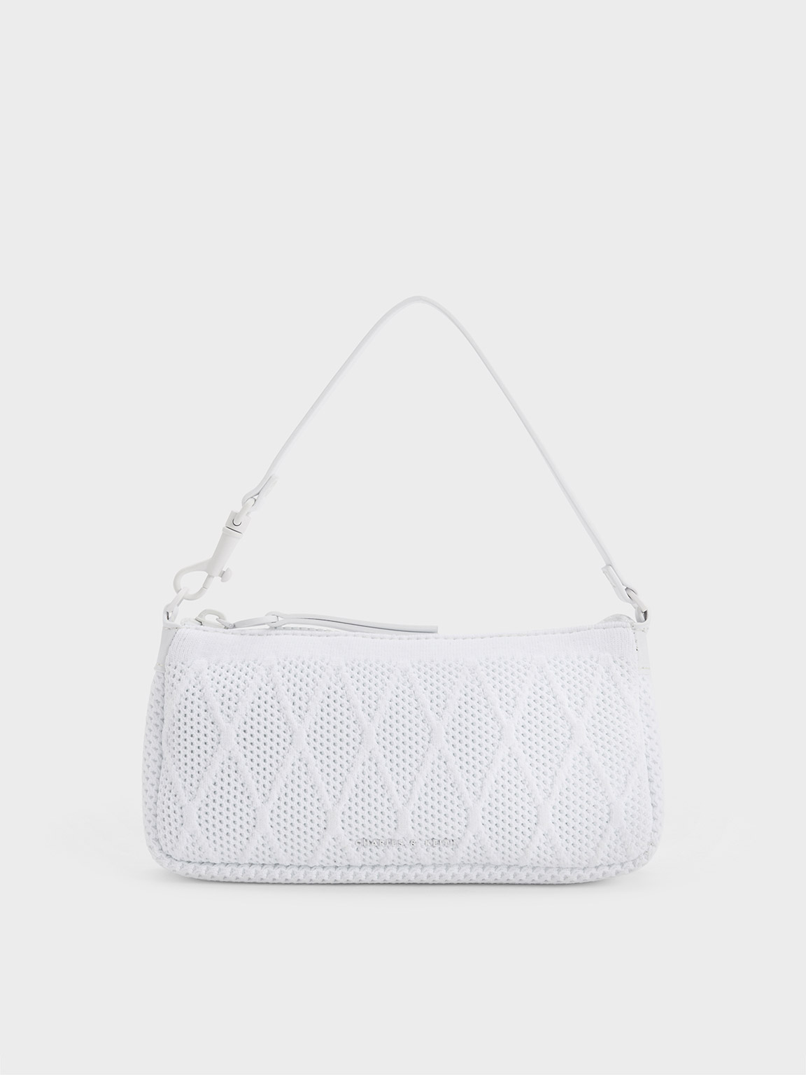 Charles & Keith Geona Knitted Phone Pouch In White