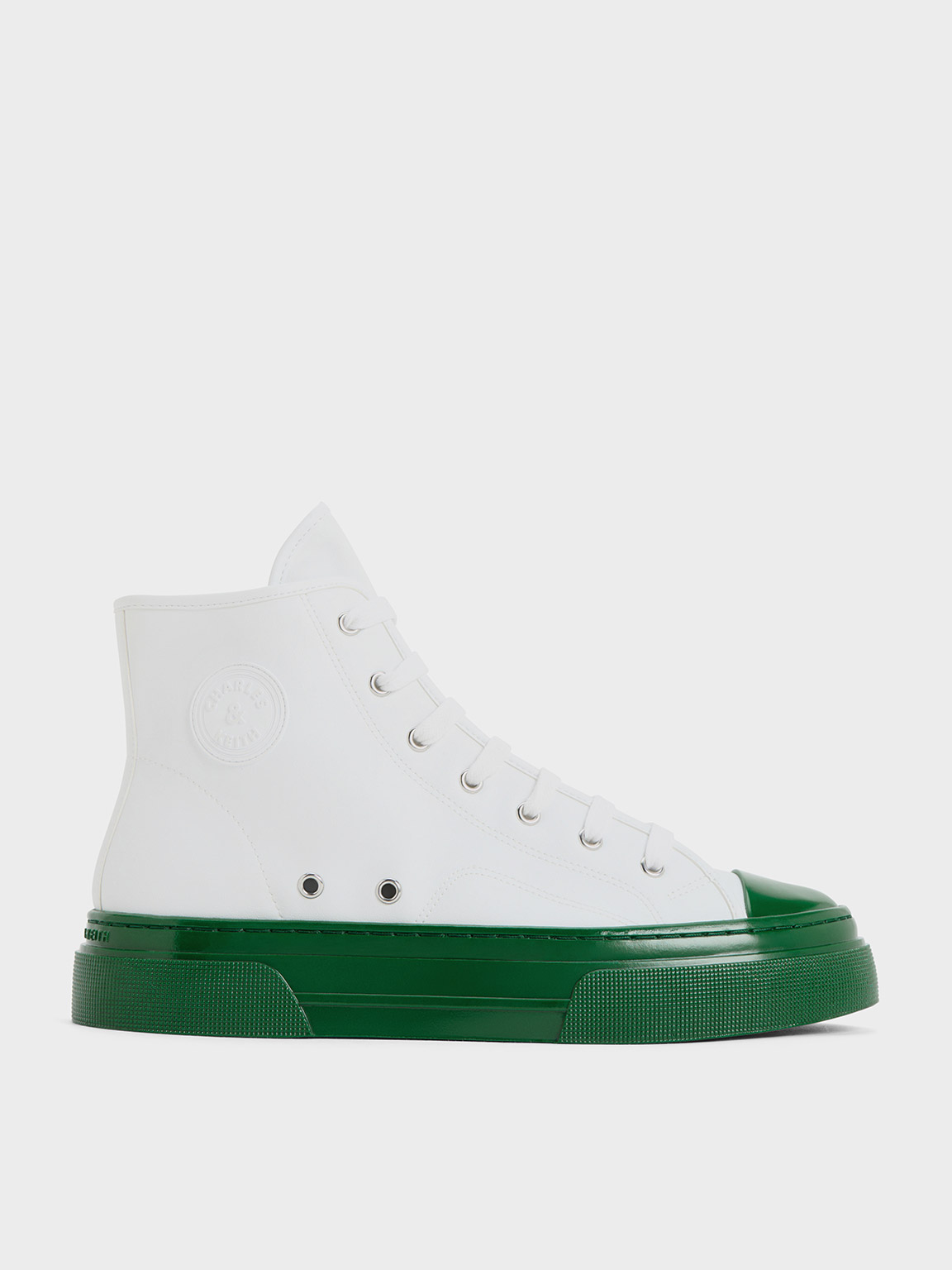 Charles & Keith Kay Two-tone High-top Sneakers In Green