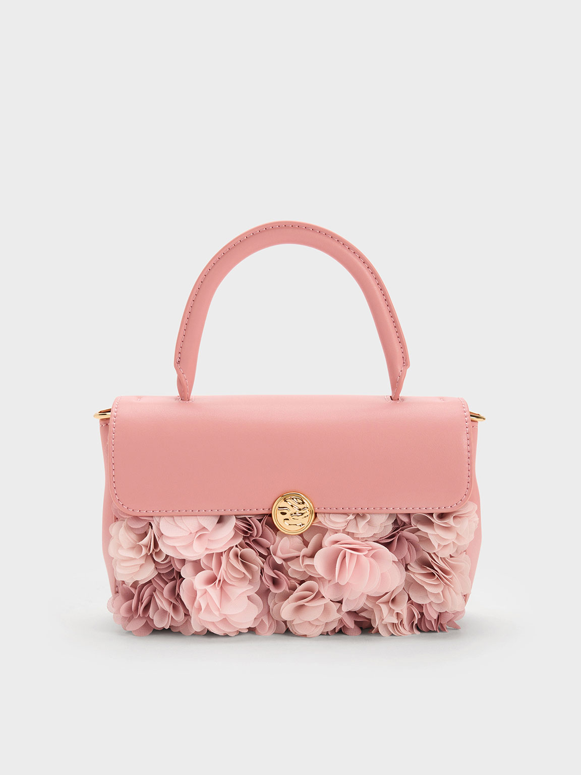 Floral Mesh Top Handle Bag