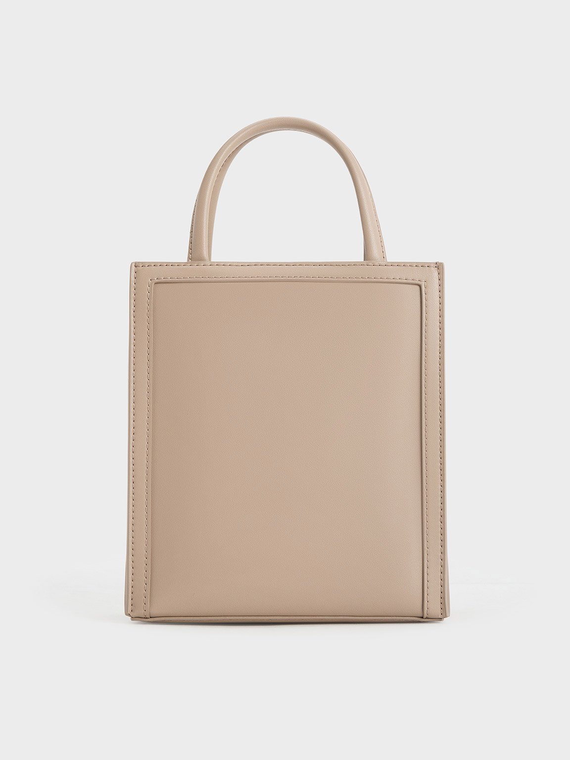 Shop Charles & Keith Double Handle Tote Bag In Taupe