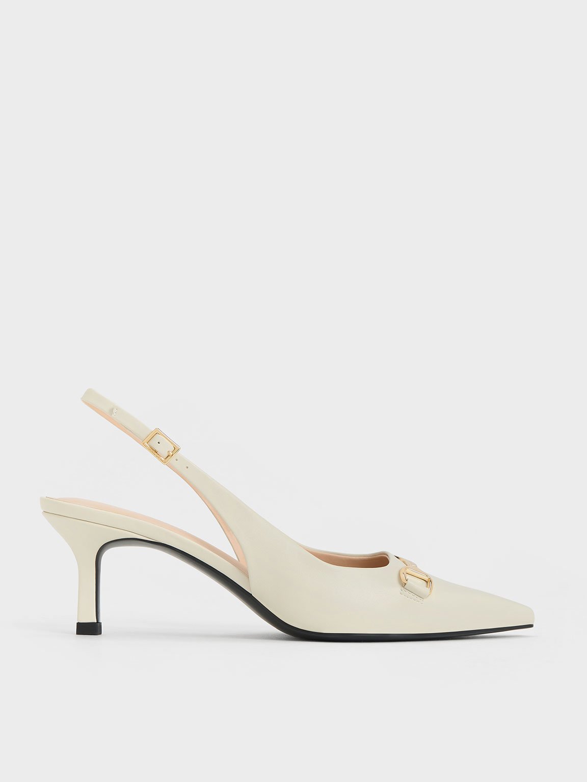 Charles & Keith Metallic-accent Slingback Pumps In Chalk