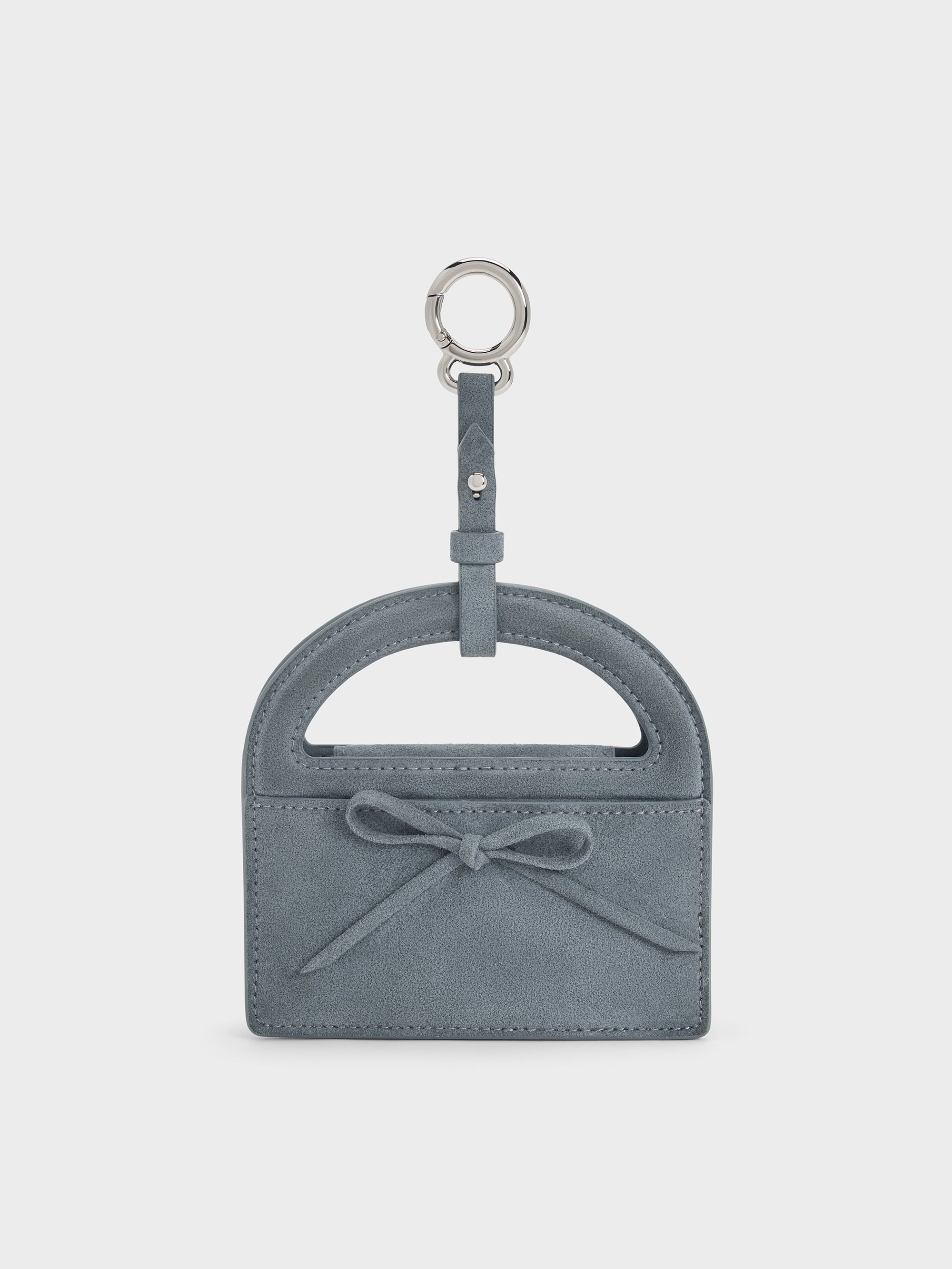Charles & Keith - Reese Bow Top Handle Wristlet In Smoky Blue