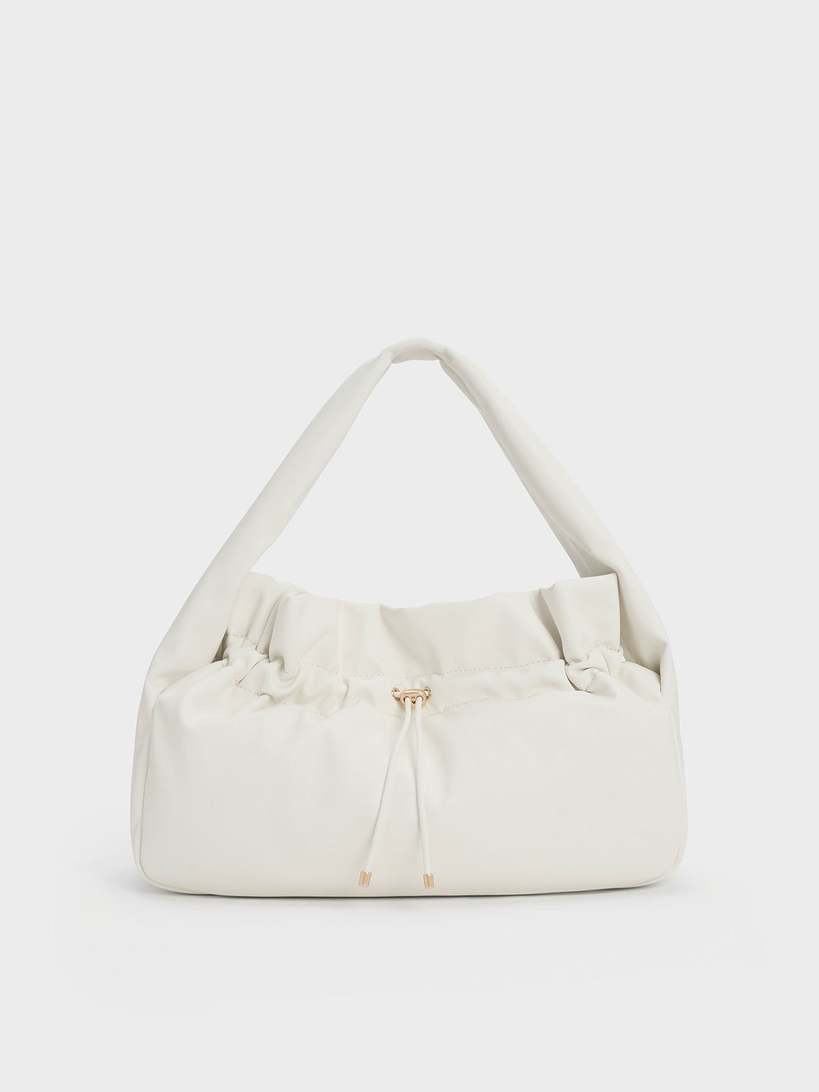 Charles & Keith Ruched Hobo Bag In White