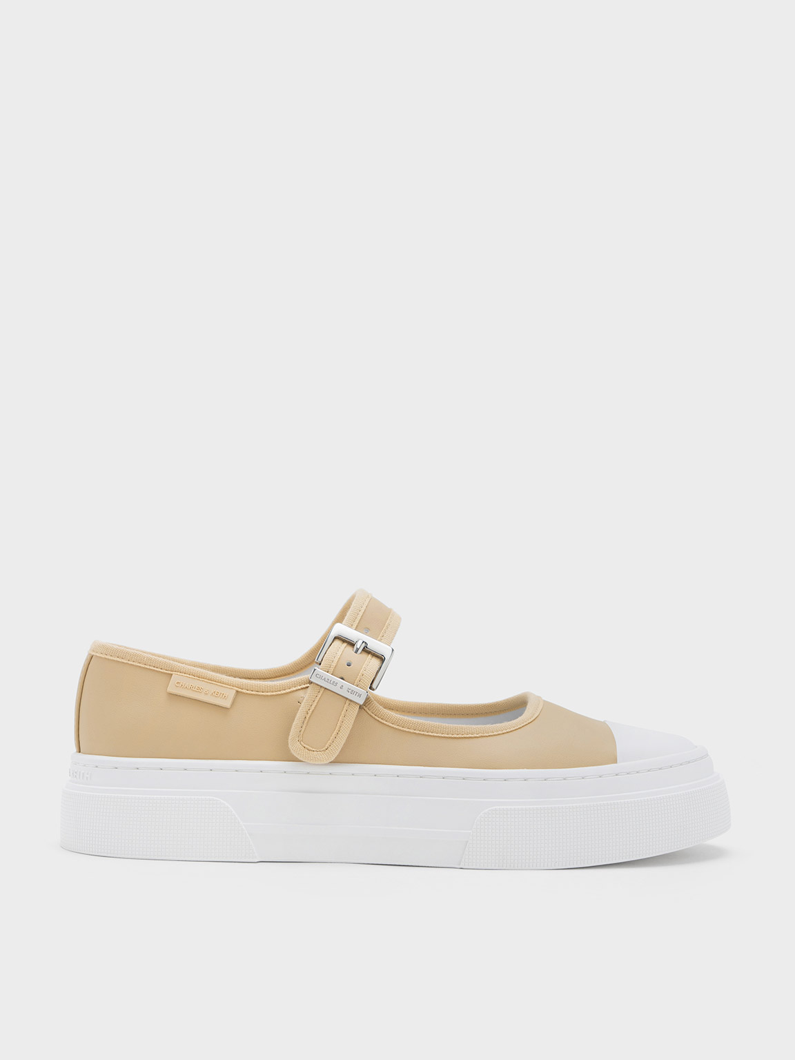 Charles & Keith Two-tone Mary Jane Sneakers In Beige