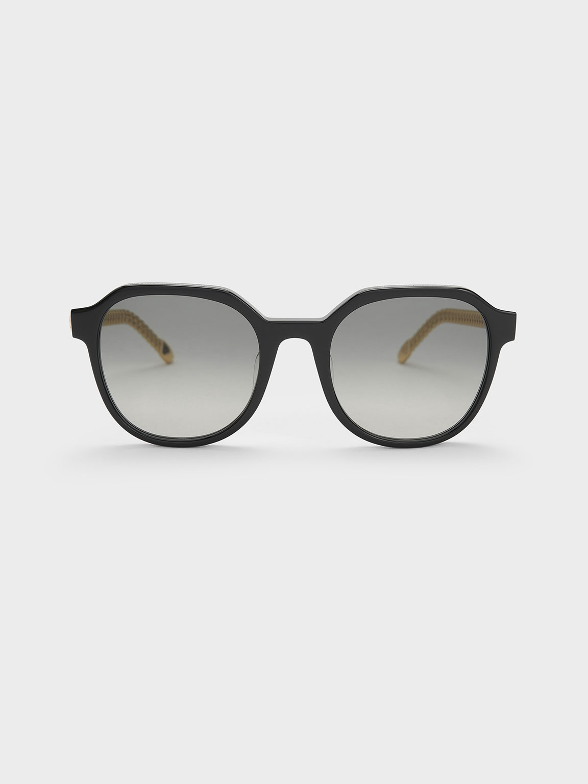 Charles & Keith Recycled Acetate Chain-link Sunglasses In Black