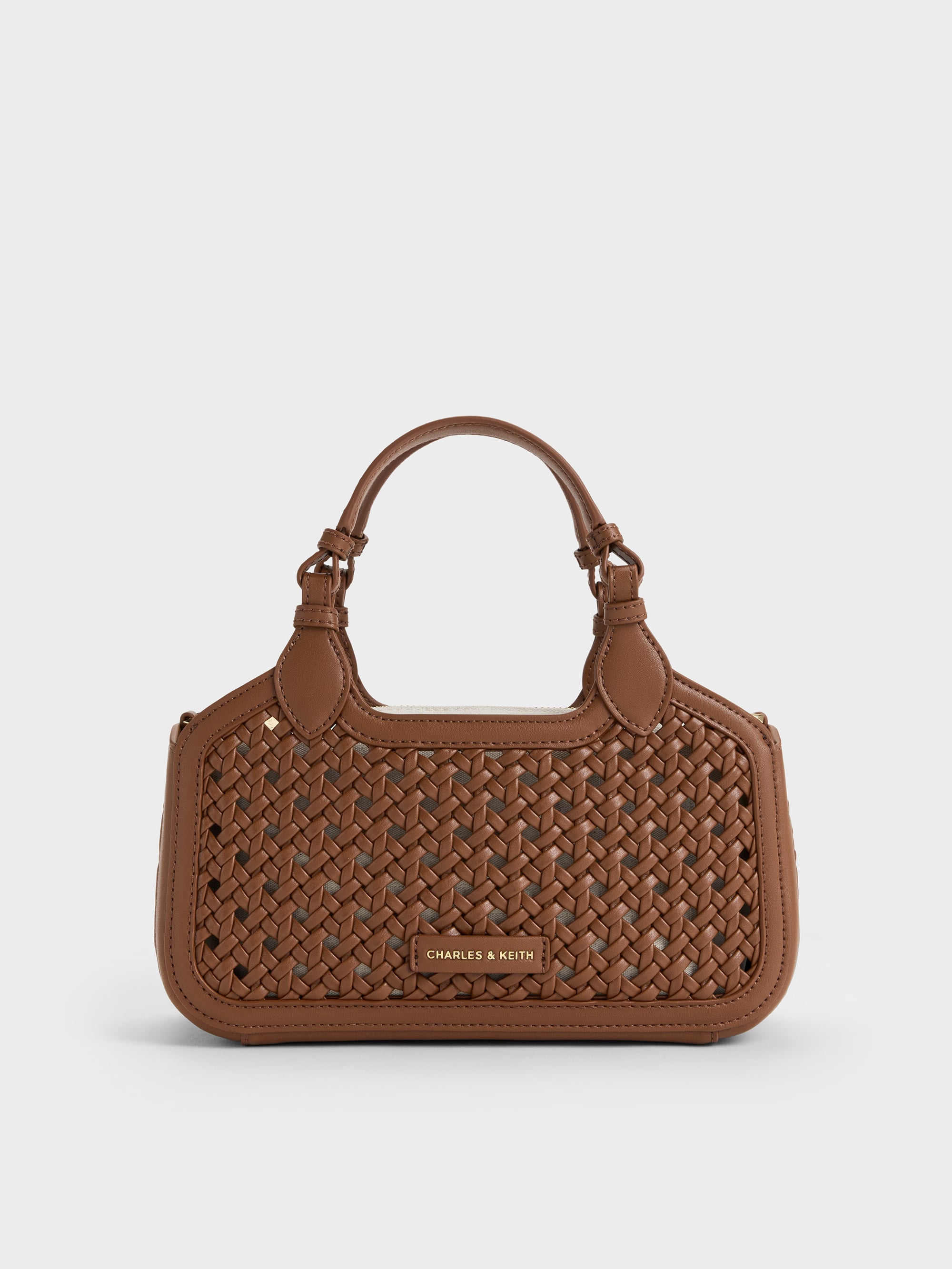 Mini Azure Woven Tote Bag - Chocolate - CHARLES & KEITH US