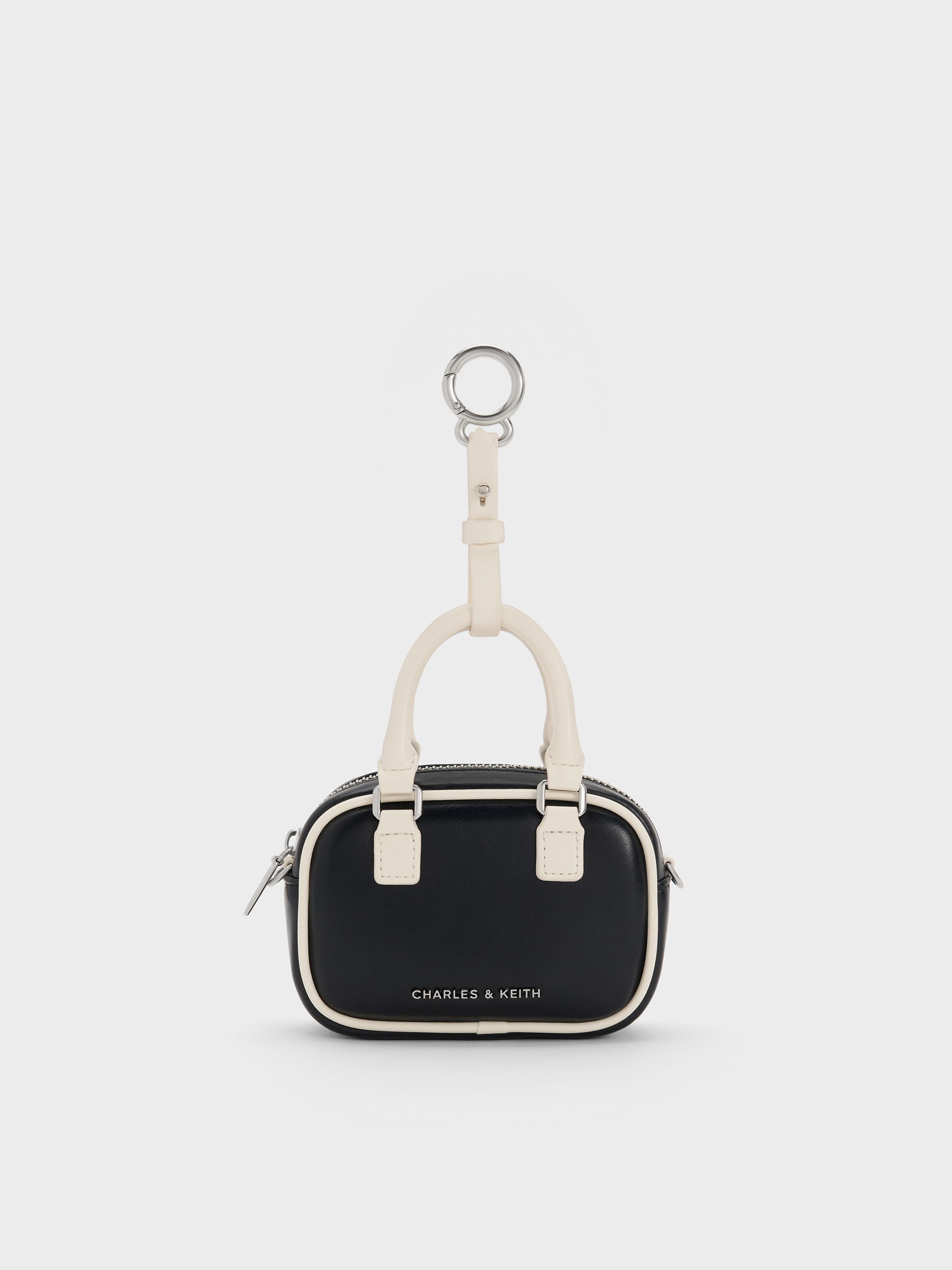 Charles & Keith - Sianna Two-tone Bowling-bag Charm In Black