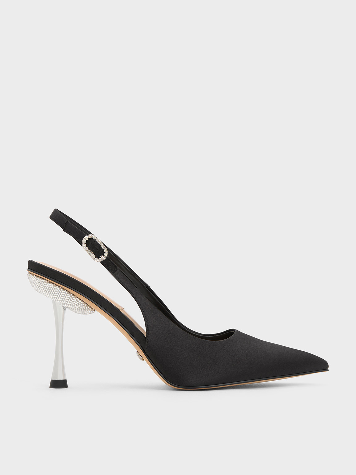 Charles & Keith - Women's Demi Recycled Polyester Slingback Pumps, Black, US 4