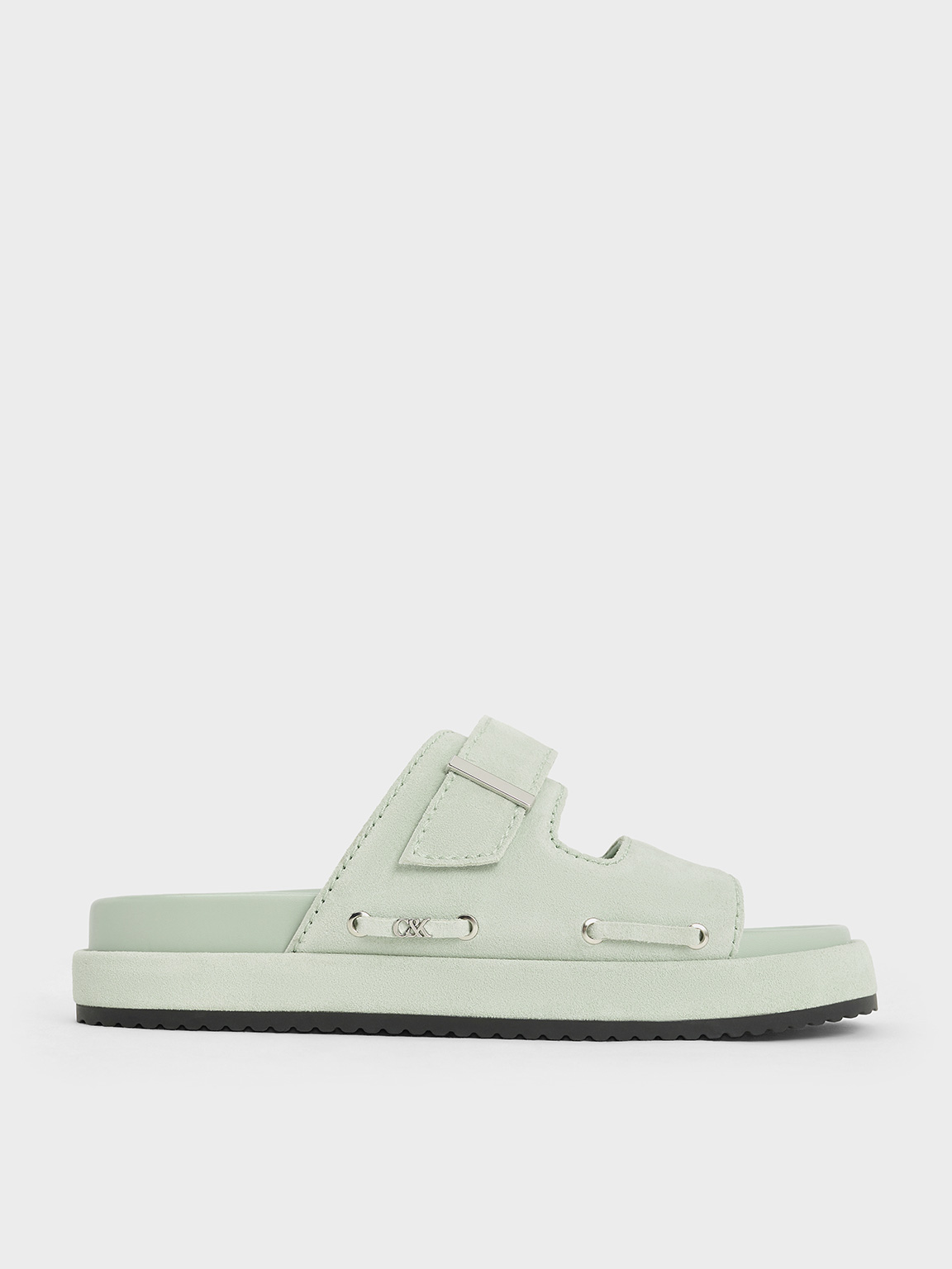 Mint Green Kori Suede Slide Sandals - CHARLES & KEITH US
