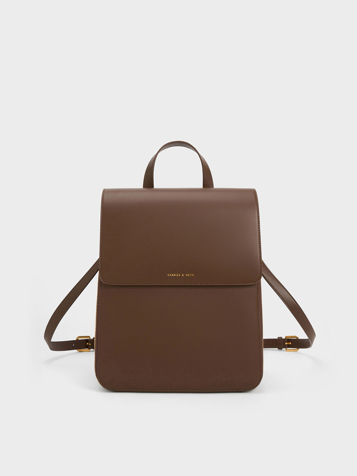 Charles & Keith Front Flap Structured Backpack In Blue
