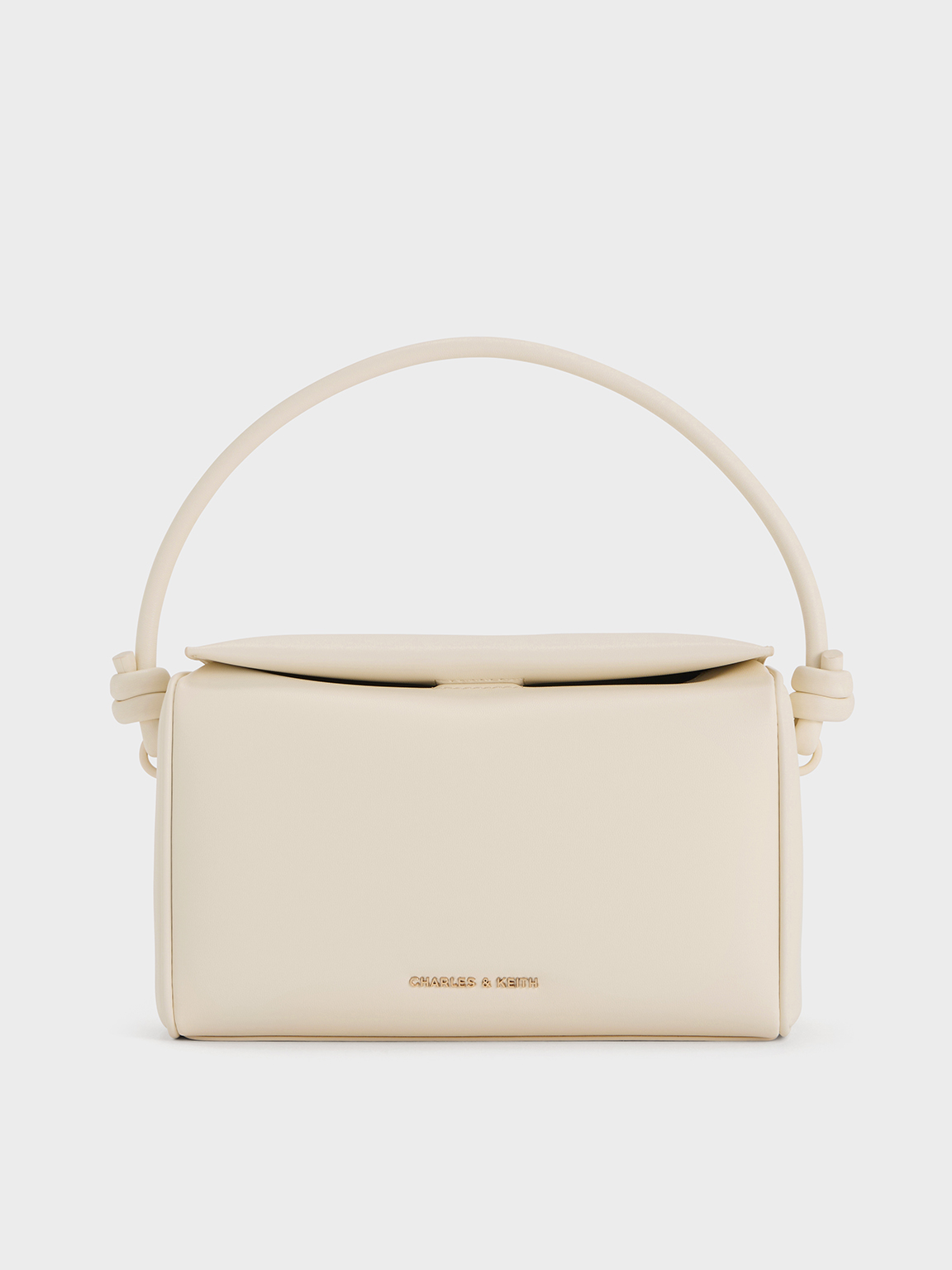 Charles & Keith - Sammie Knotted-handle Boxy Bag In Cream