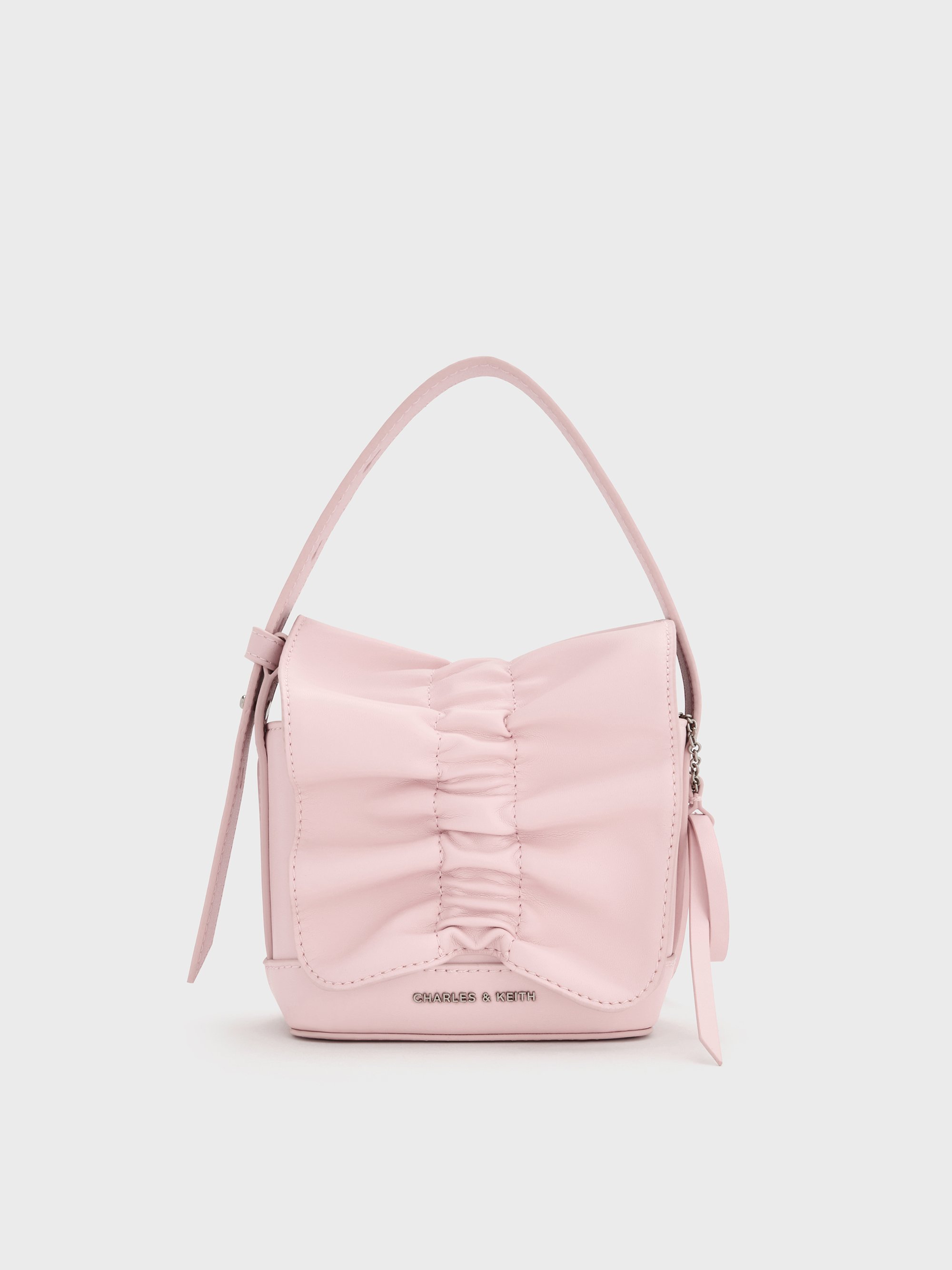 Cotton Candy Pink Kadee Ruched Bow-Charm Mini Bag - CHARLES
