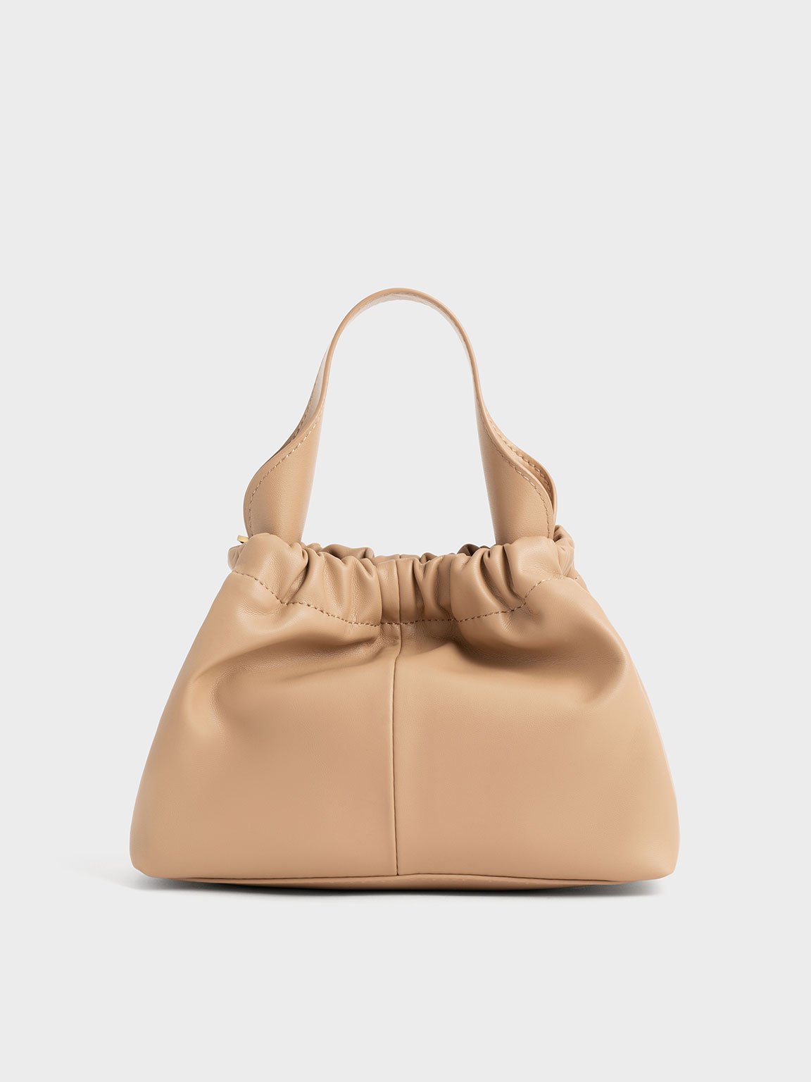 Charles & Keith - Ally Ruched Slouchy Bucket Bag In Brown