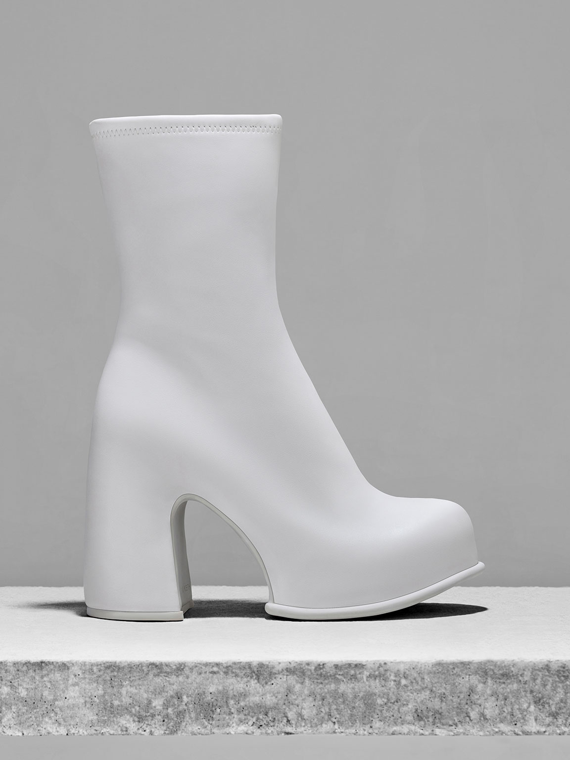 White Pixie Platform Ankle Boots | CHARLES & KEITH