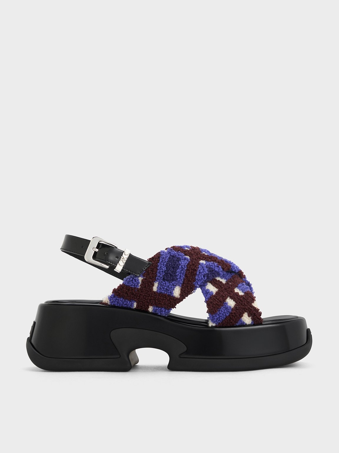 靴 Herlipto Trois Tweed Platform Sandals Multicoloured Caria Furry Checkered Platform Sandals - Multi