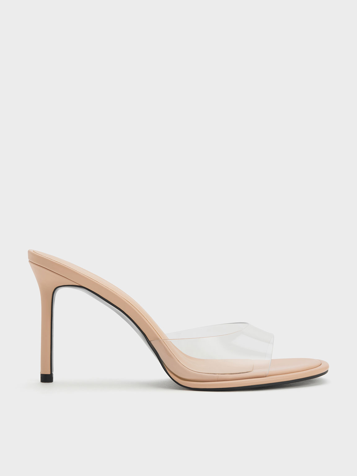 Charles & Keith See-through Heeled Mules In Nude