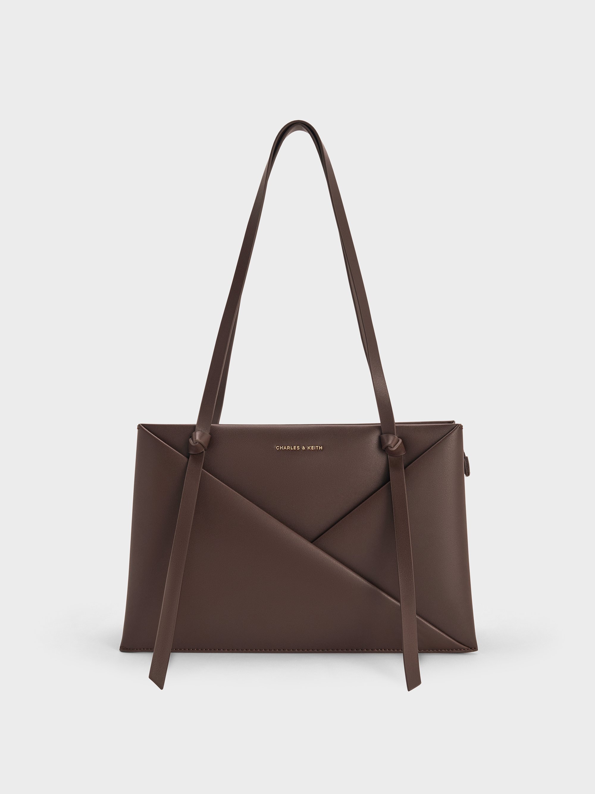 Charles & Keith - Midori Geometric Tote Bag In Brown