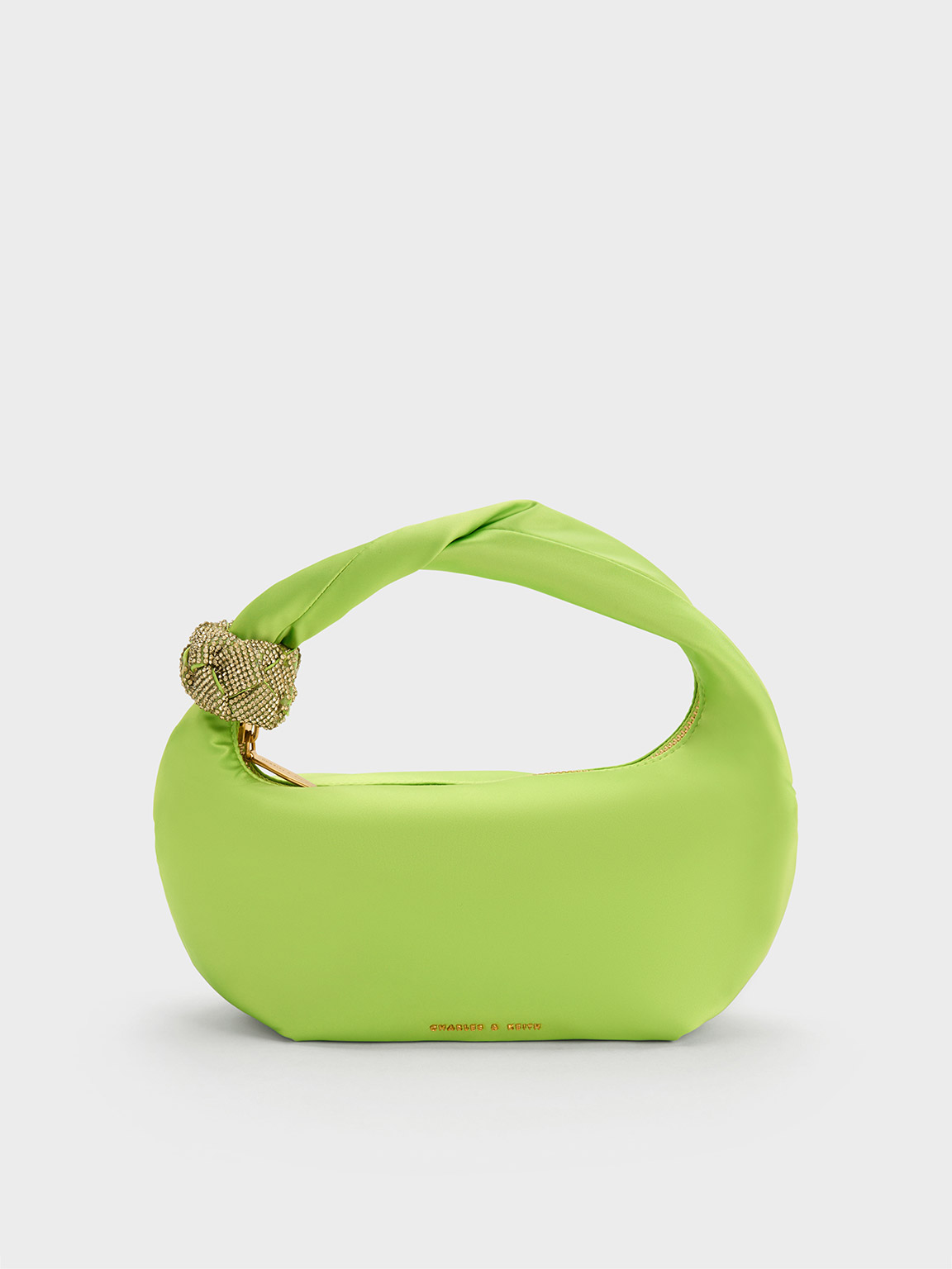Charles & Keith Embellished Satin Shoulder Bag In Green ModeSens