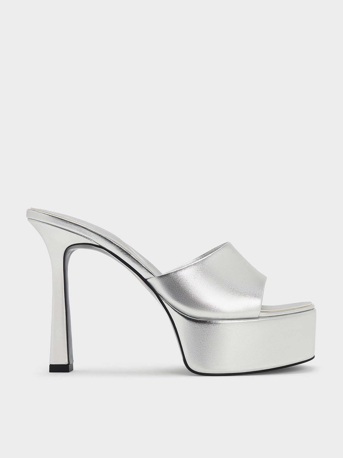 Charles & Keith - Metallic High-heel Platform Mules