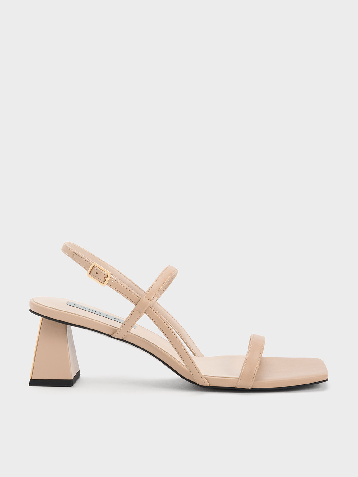 Charles and Keith Square Toe Lace Up Shoes in Off white-Neutral