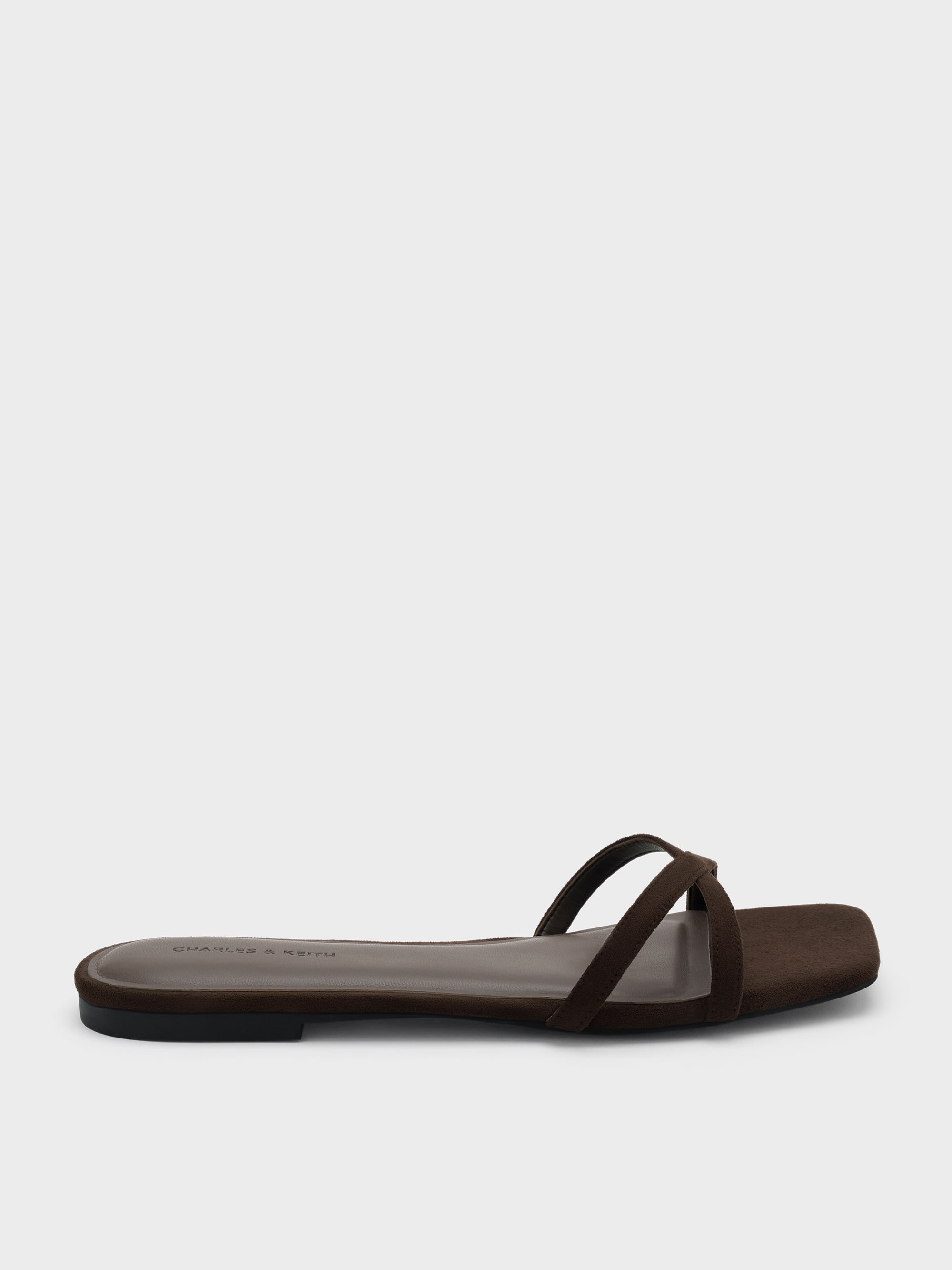 CHARLES & KEITH - Faux Suede Crossover Slide Sandals