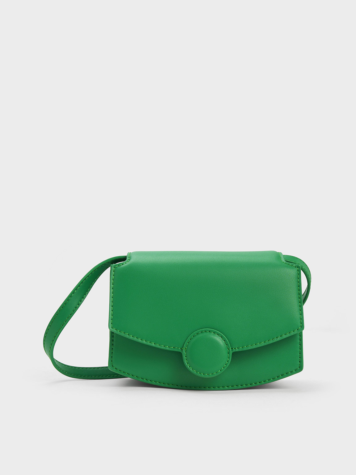Charles & Keith - Women's Clover Curved Shoulder Bag, Green, S