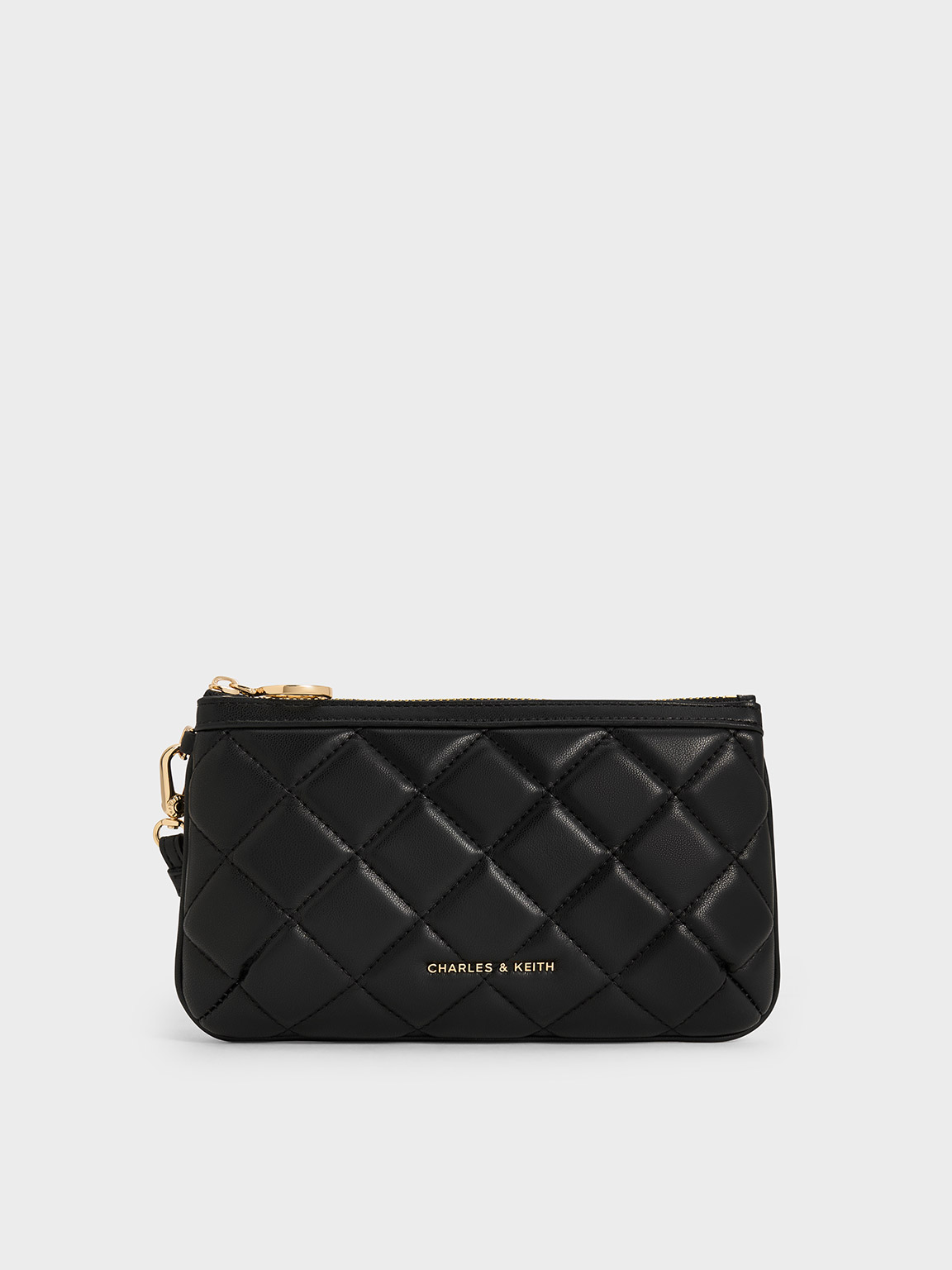 Shop Charles & Keith Cressida Quilted Wristlet In Black