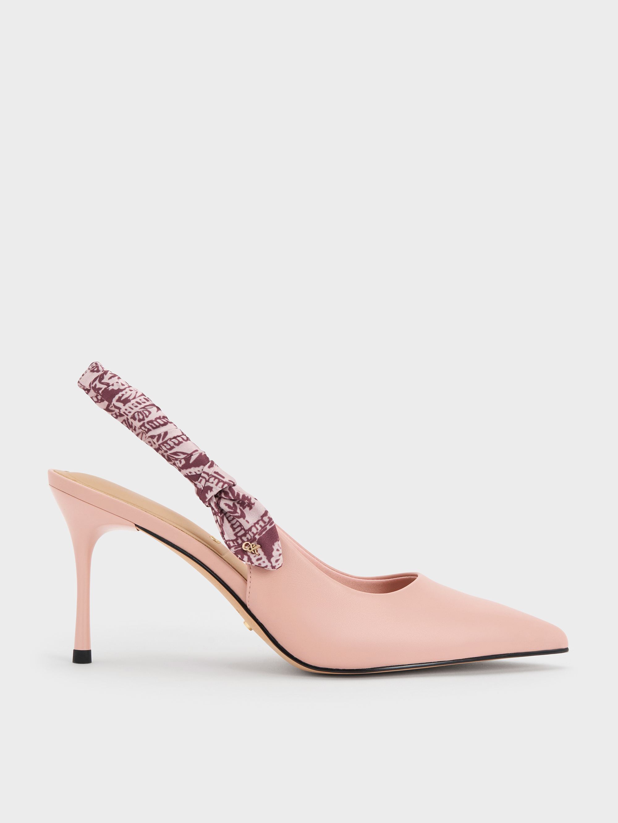 Pink Tayari Leather Scarf-Strap Slingback Pumps - CHARLES & KEITH MX