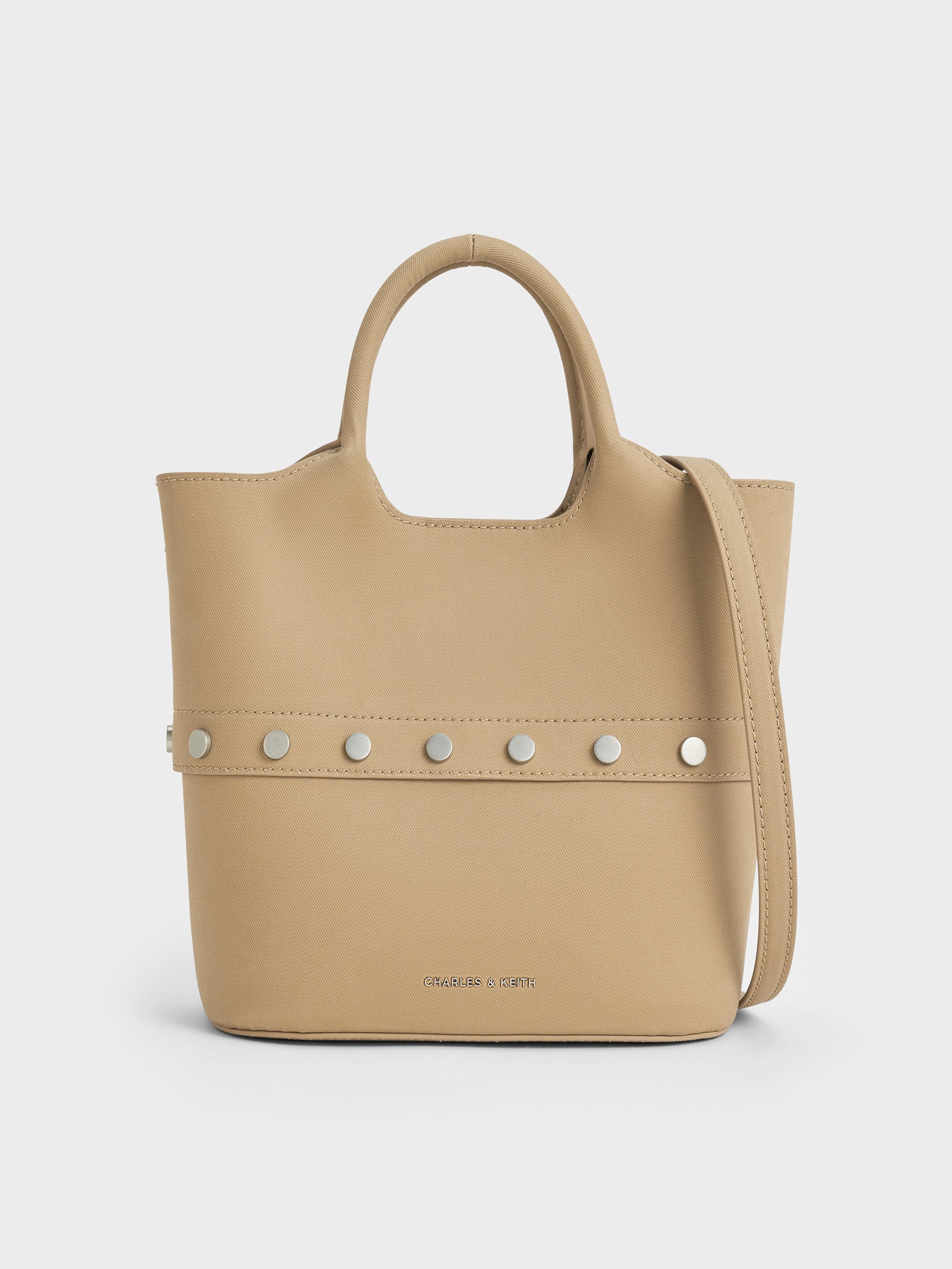 ★hai★ Bobbie Bag Brown Gingham Brown Bobbie Recycled Suede Studded Top Handle Bag - CHARLES