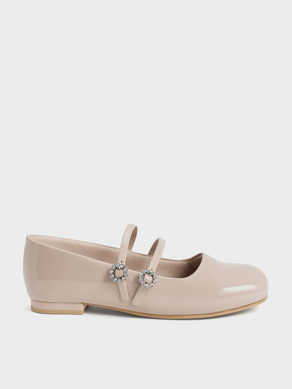 Charles & Keith - Girls' Gem-embellished Patent Mary Janes In Blush