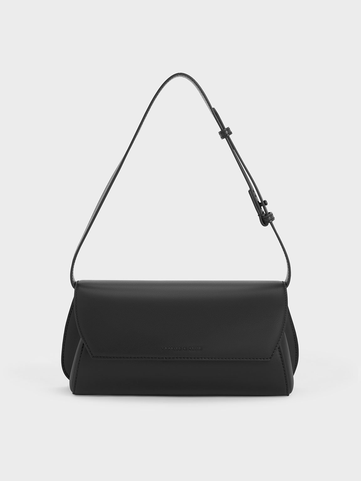Black Cassiopeia Front Flap Shoulder Bag - CHARLES & KEITH PH
