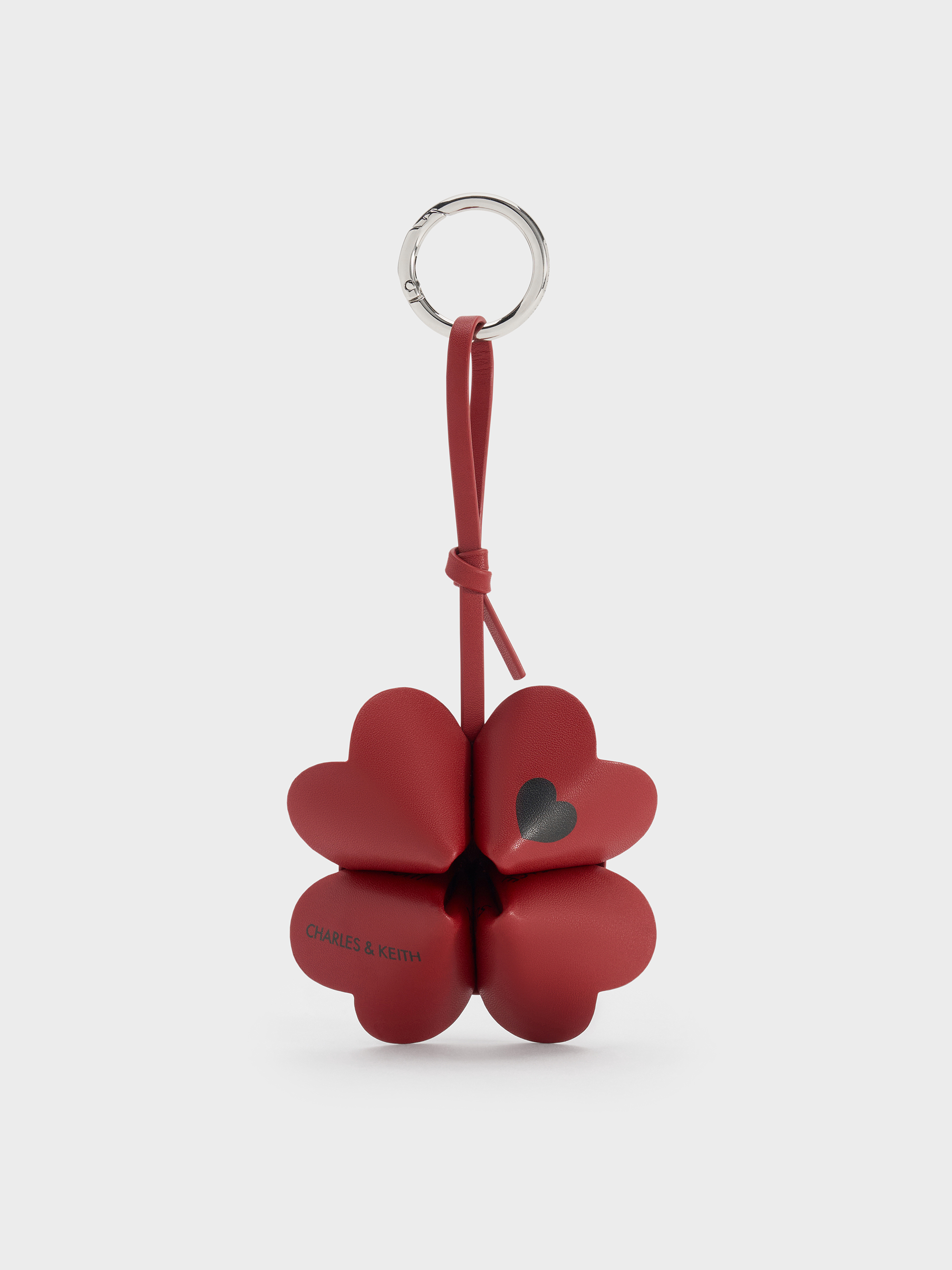 Tomato Red Four-Leaf Clover Heart Charm - Tomato Red - CHARLES