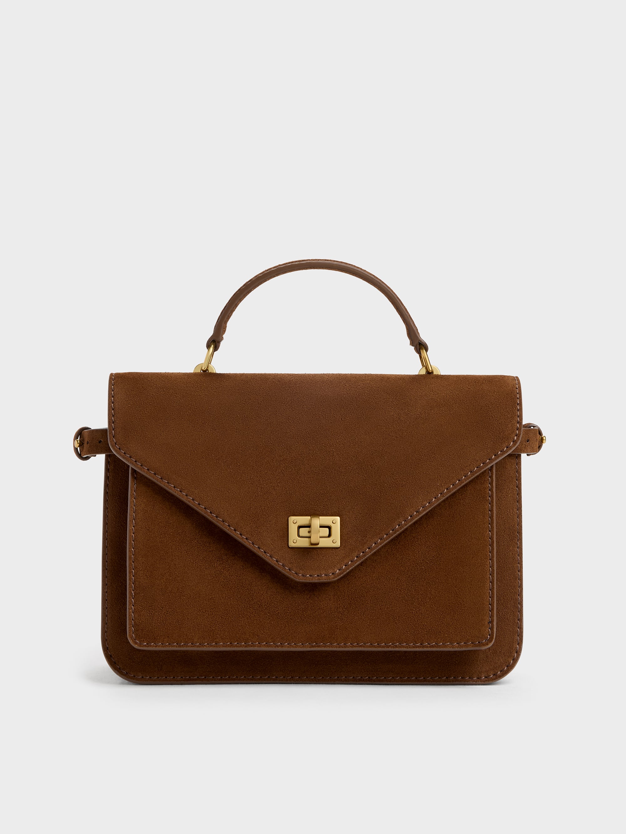 Mini Chance Turn-Lock Crossbody Bag - Pecan Brown - CHARLES & KEITH TW
