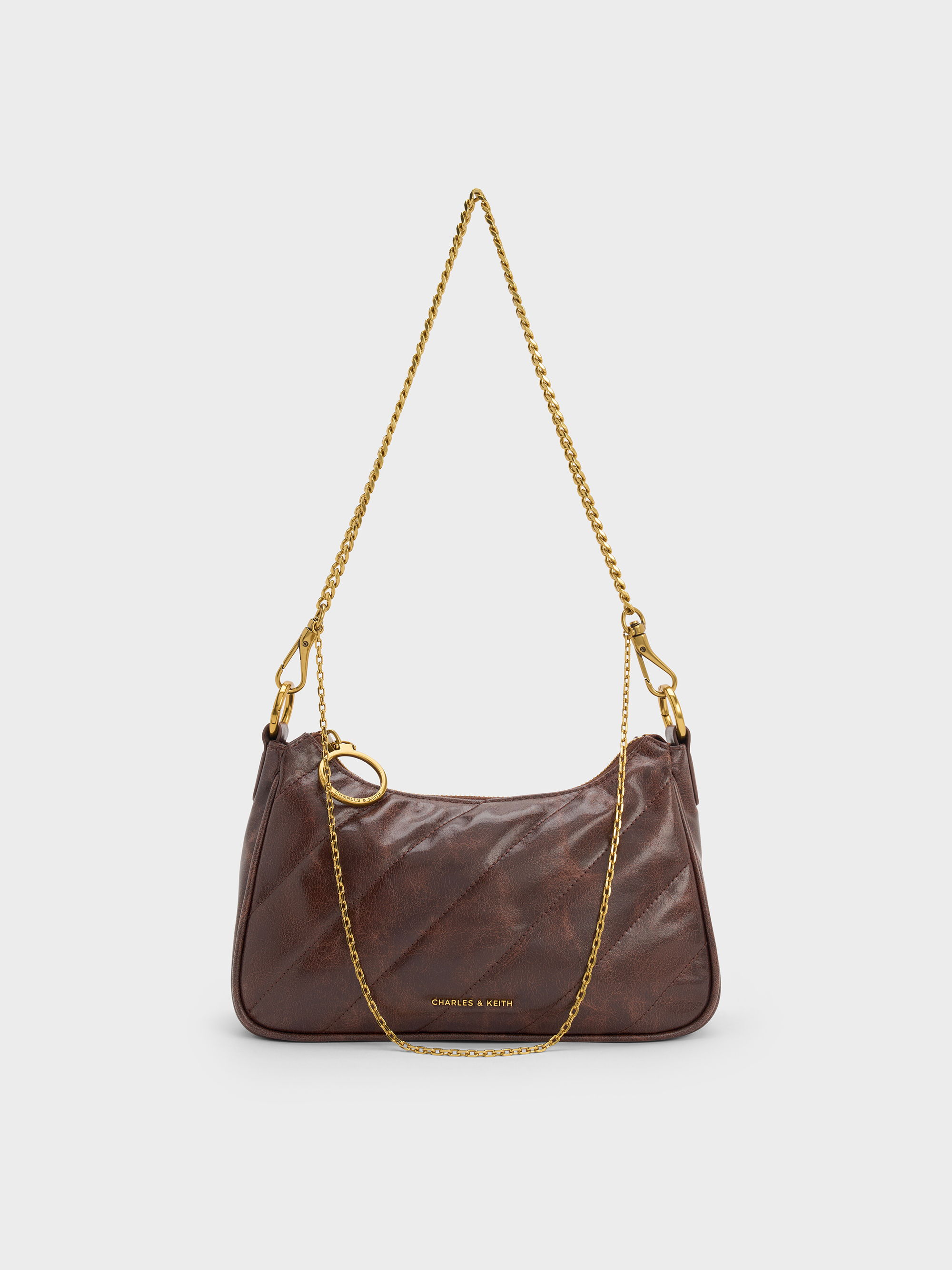 Charles & Keith - Philomena Crinkle-effect Chain-strap Crossbody Bag