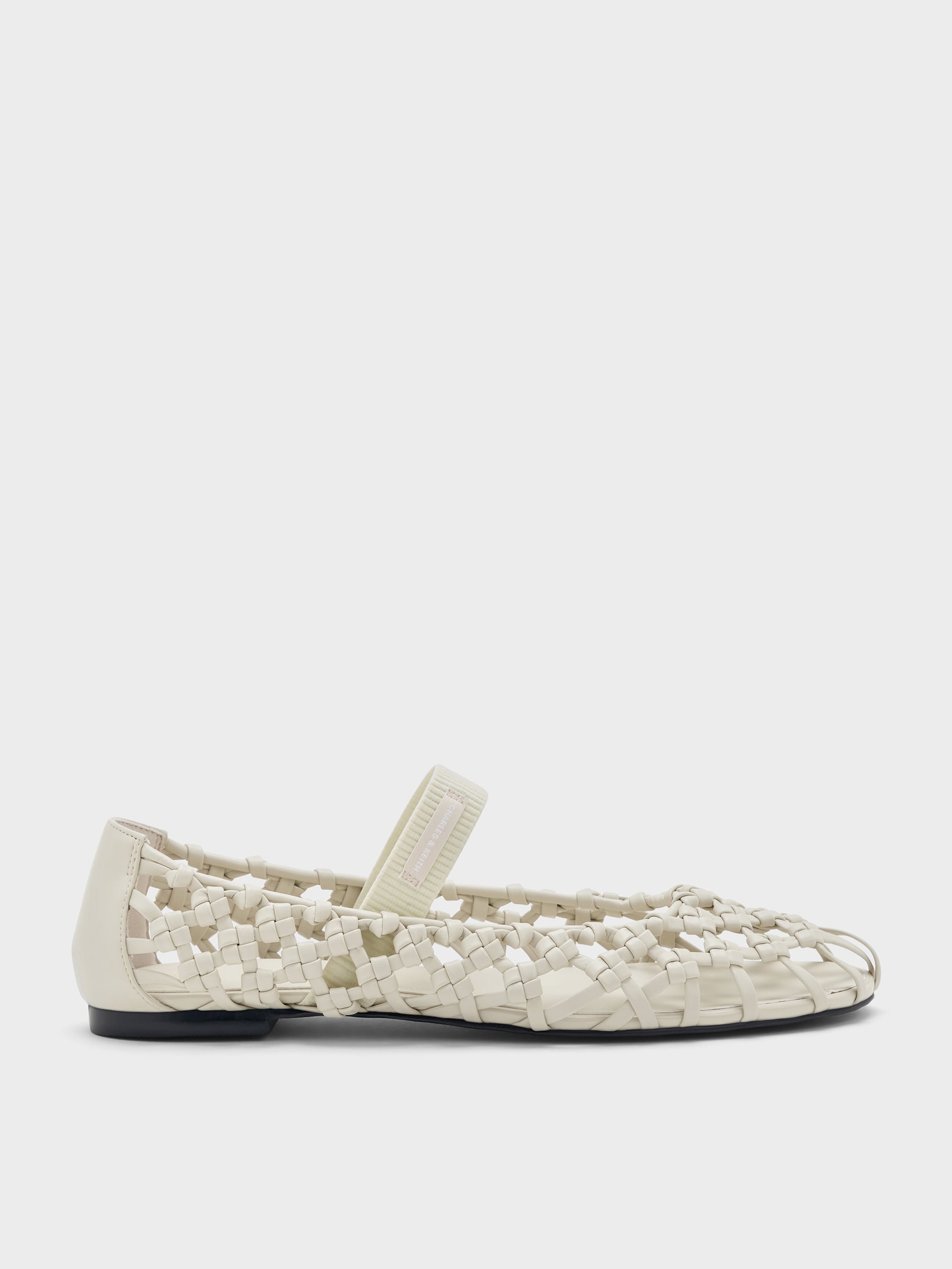 Woven Mary Jane Flats - Chalk - CHARLES & KEITH SG