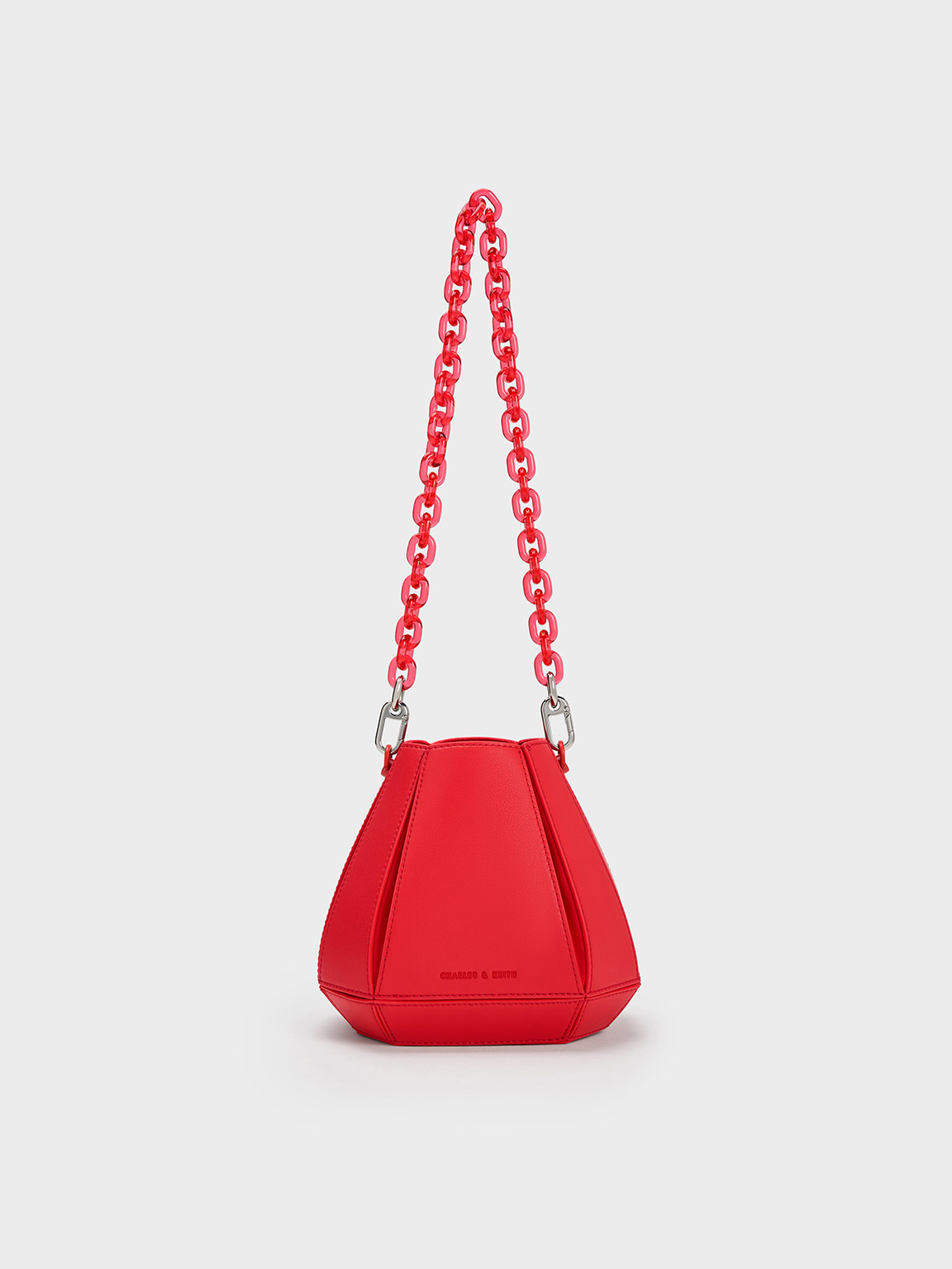 Charles & Keith Geometric Structured Bucket Bag In Red | ModeSens