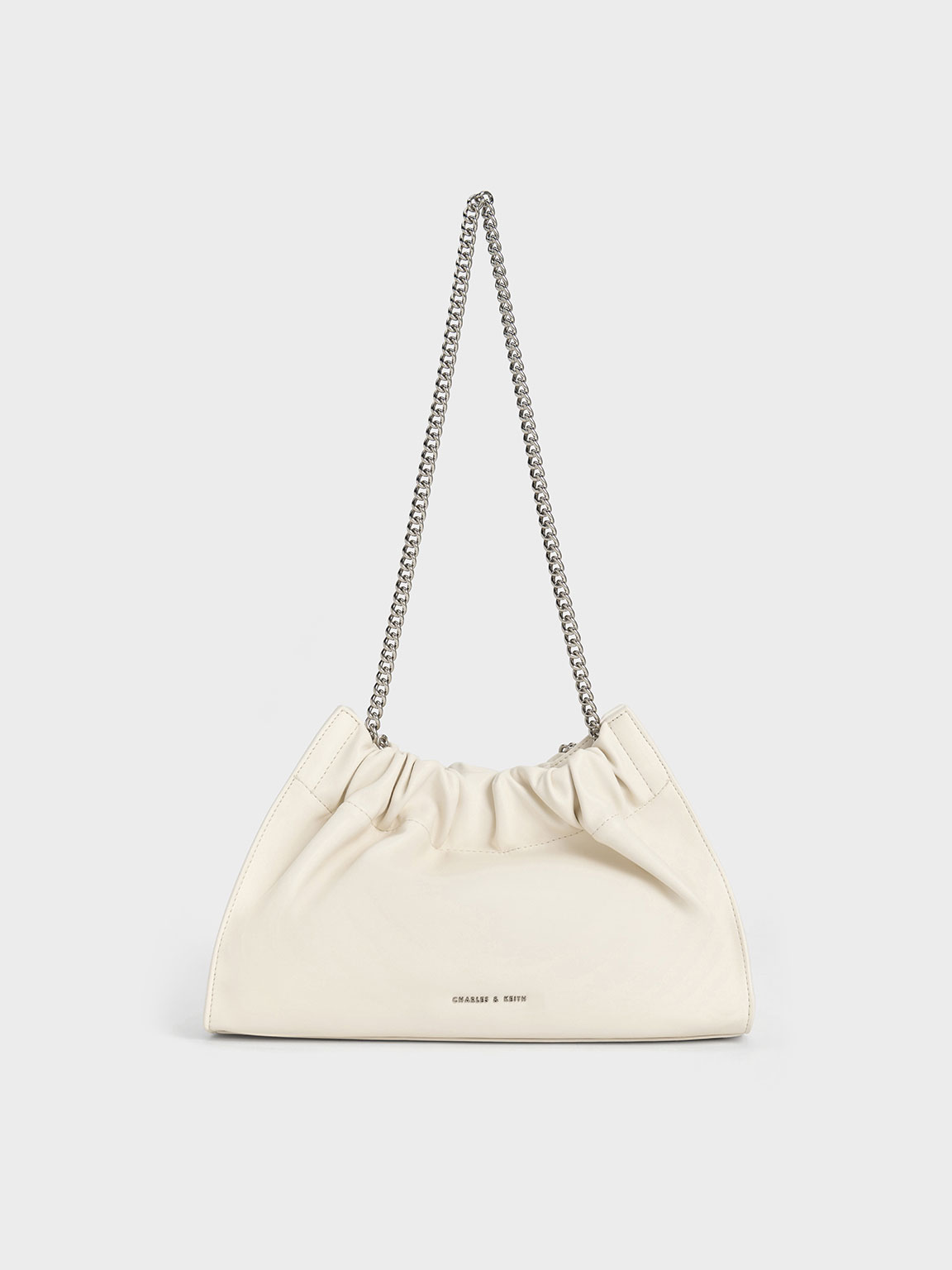 Charles & Keith Cyrus Slouchy Chain-handle Bag In Neutral