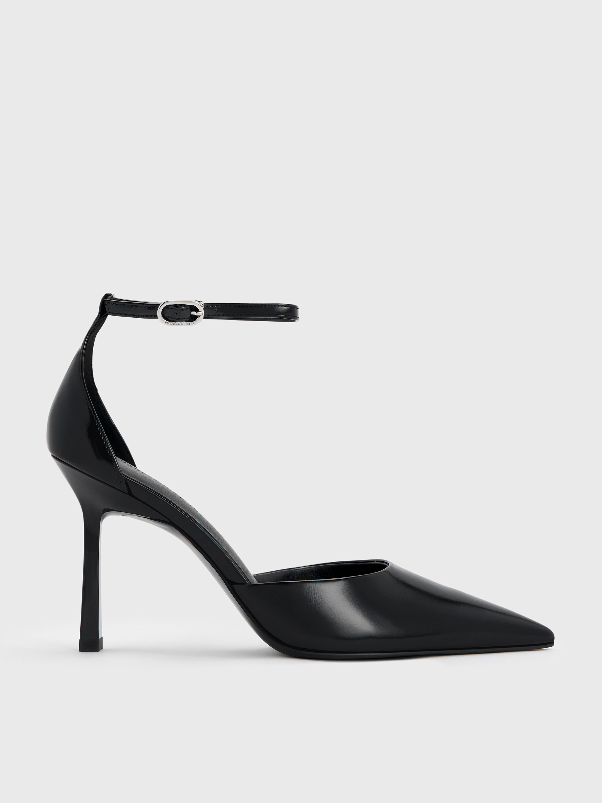 Charles & Keith - Pointed-toe Ankle-strap D'orsay Pumps In Black