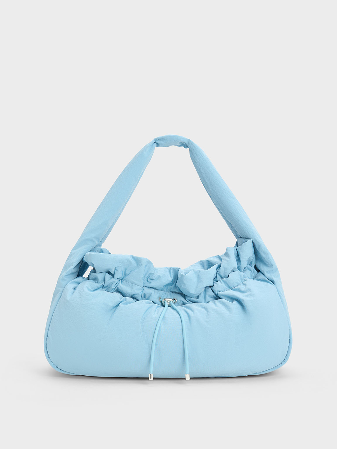 Charles & Keith Ruched Hobo Bag In Light Blue