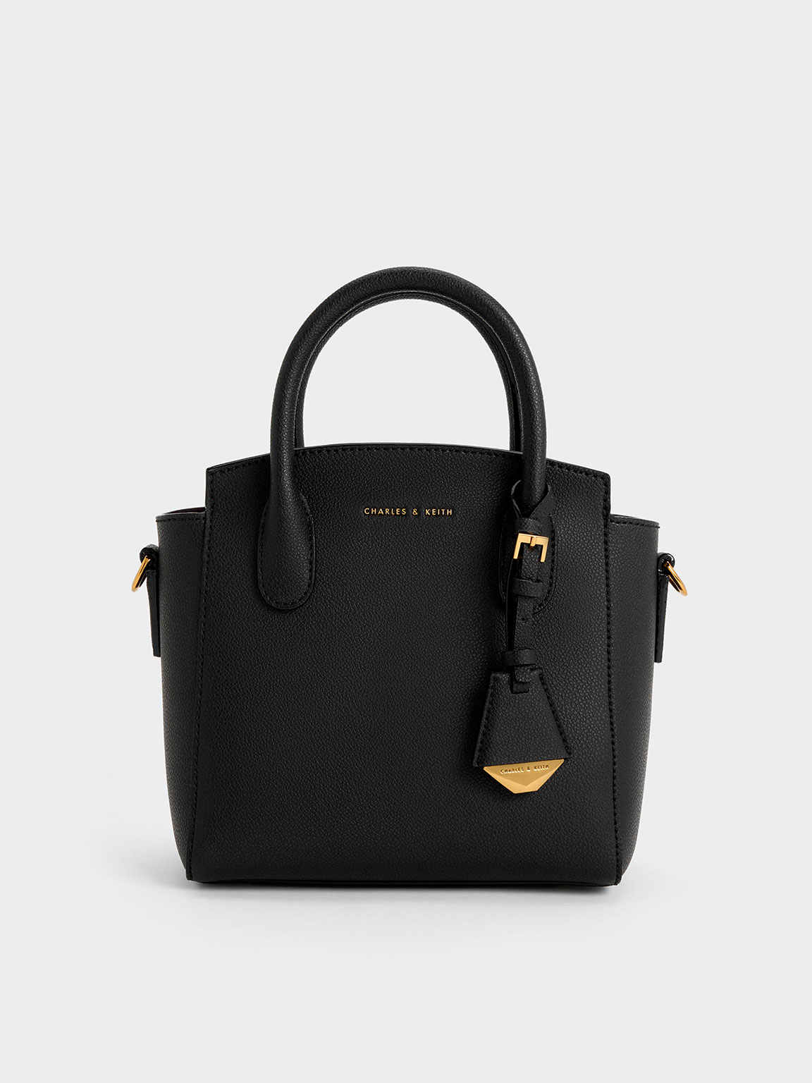 Black Classic Double Top Handle Bag - CHARLES & KEITH SG