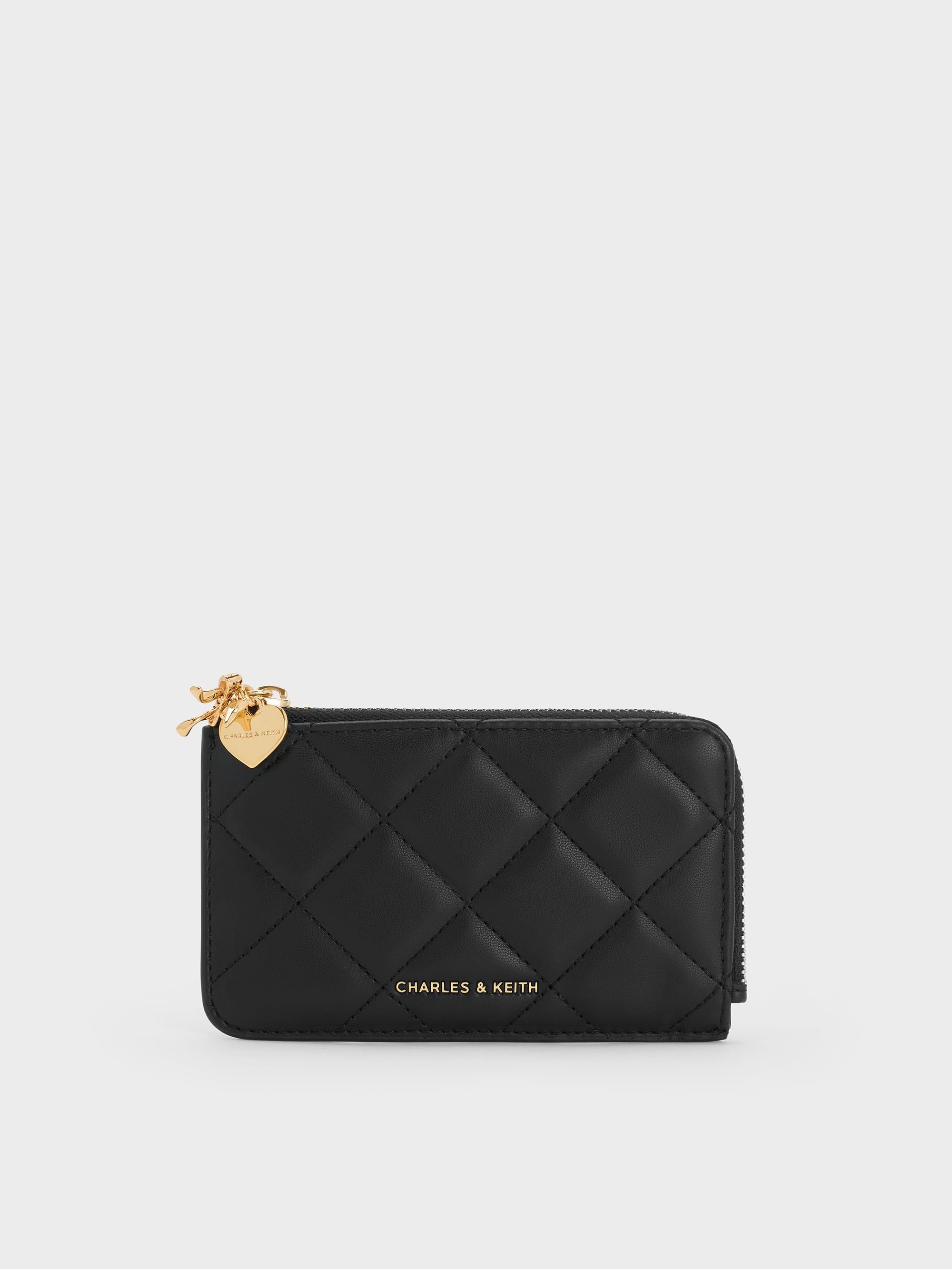 Arrietty Quilted Zip-Around Wallet - Black - CHARLES & KEITH SG