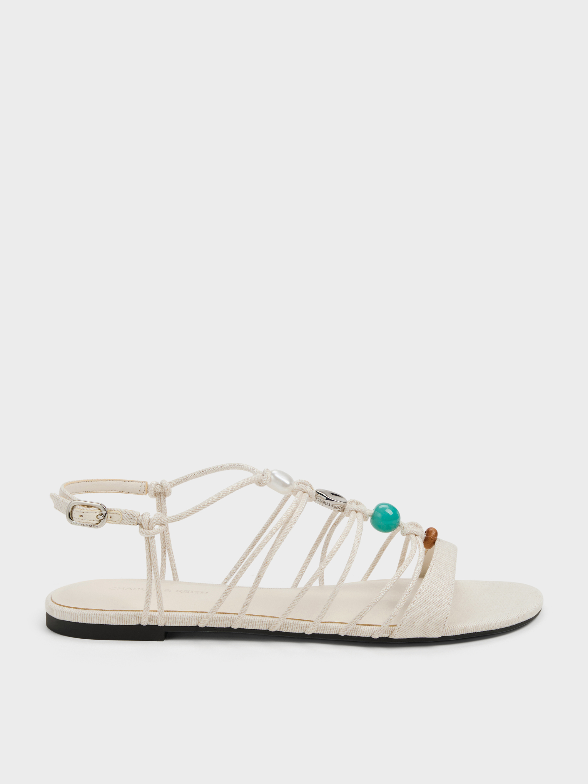 CHARLES & KEITH - Georgie Linen Bead Strappy Sandals