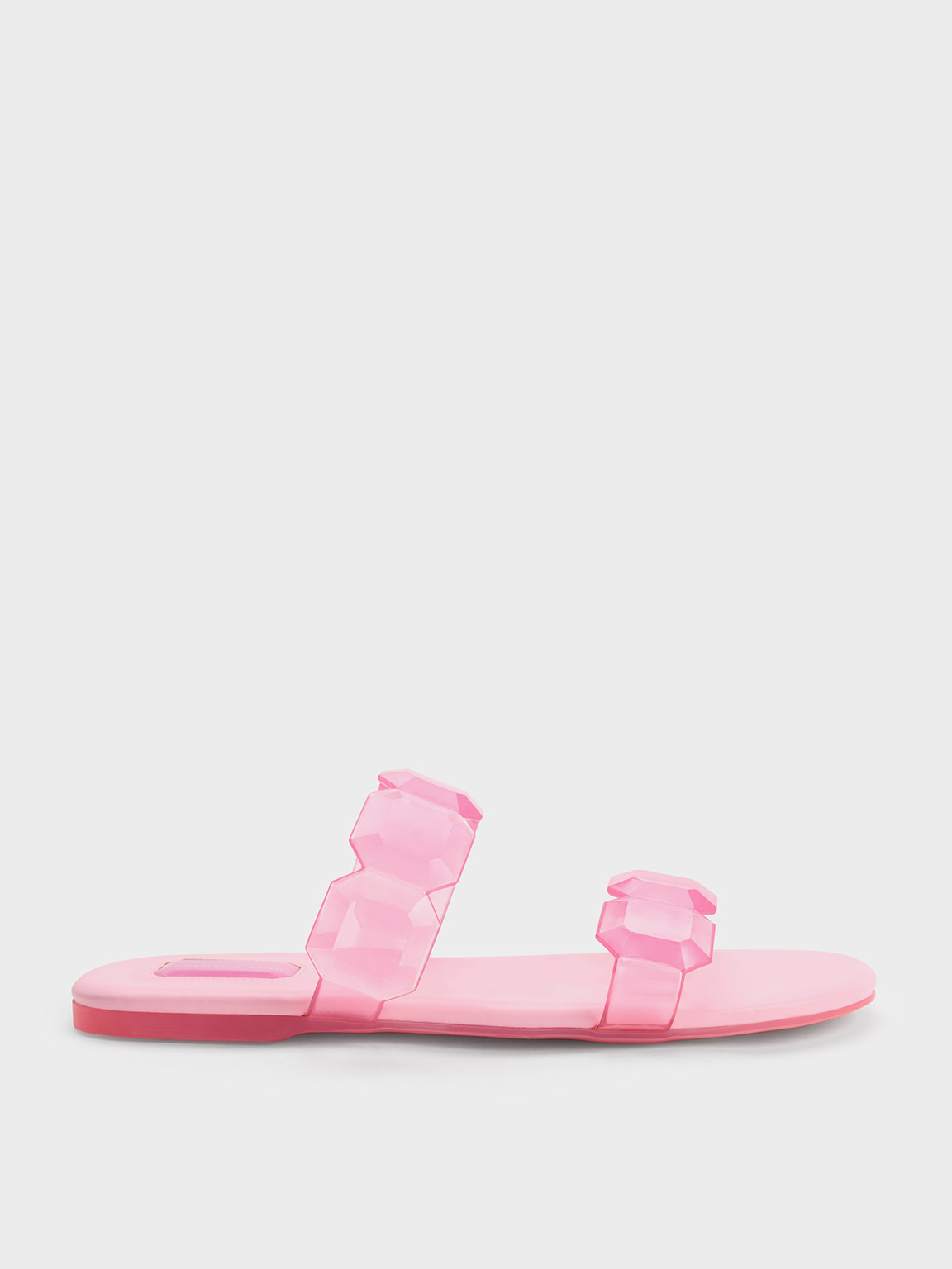 Light Pink Fia Gem-Strap Slide Sandals - CHARLES & KEITH SG