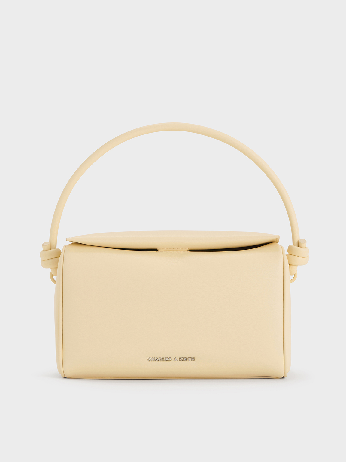 Charles & Keith - Sammie Knotted-handle Boxy Bag In Butter Yellow