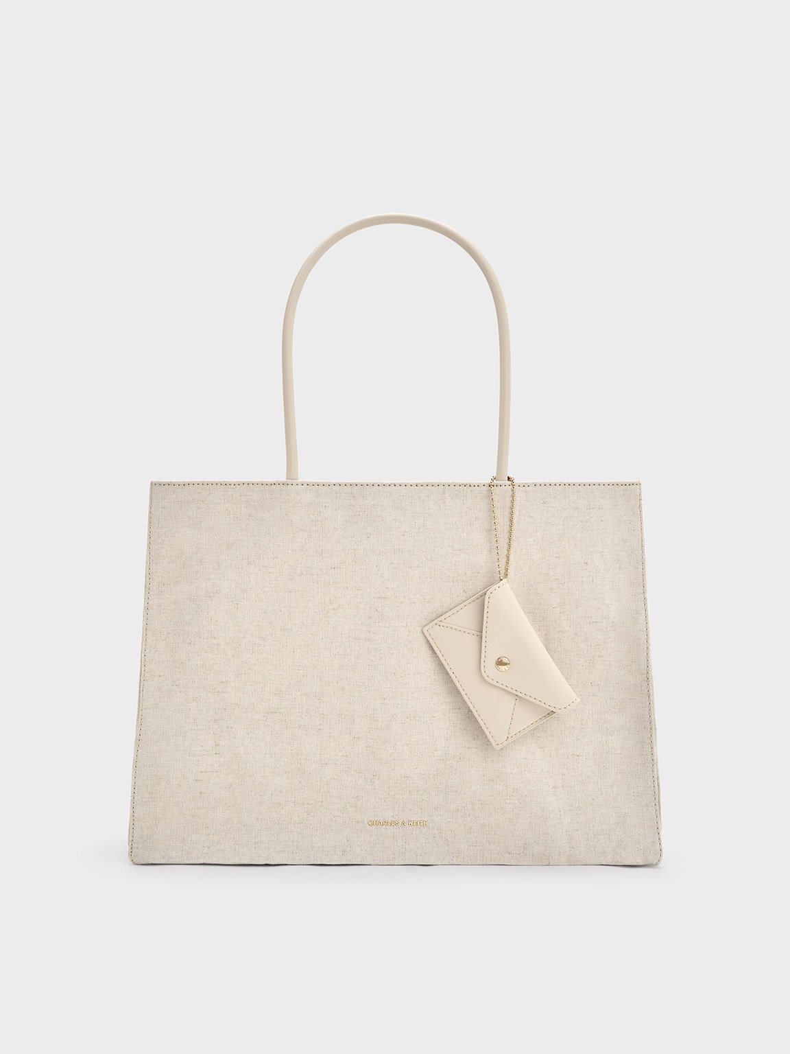 Charles & Keith Large Matina Linen Tote Bag In Beige