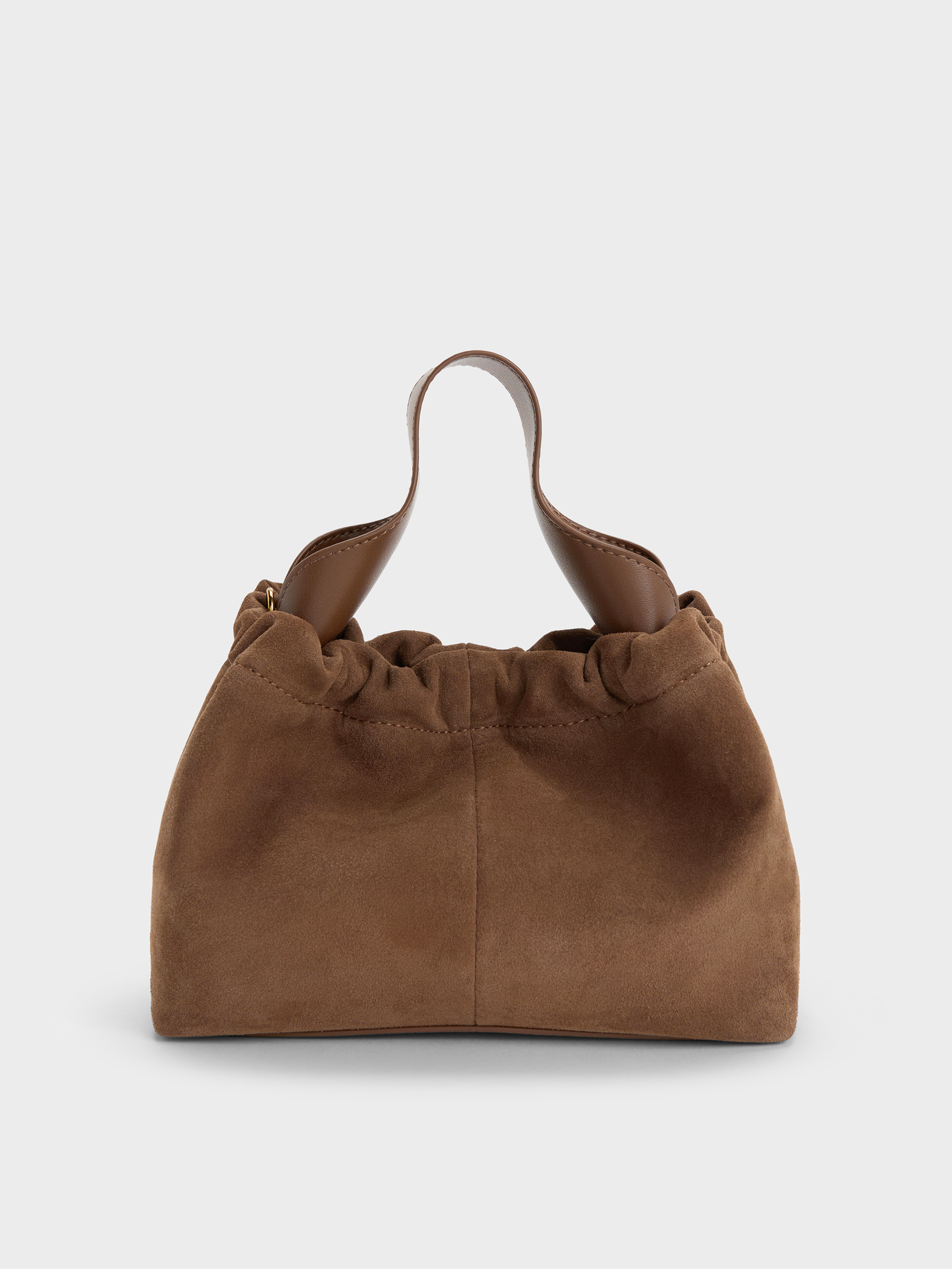 Ally Ruched Chain-Handle Bag - Mocha Brown - CHARLES & KEITH KR