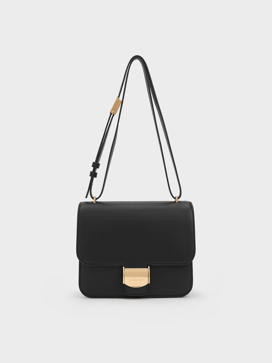 Shop Charles & Keith Violetta Boxy Bag In Black